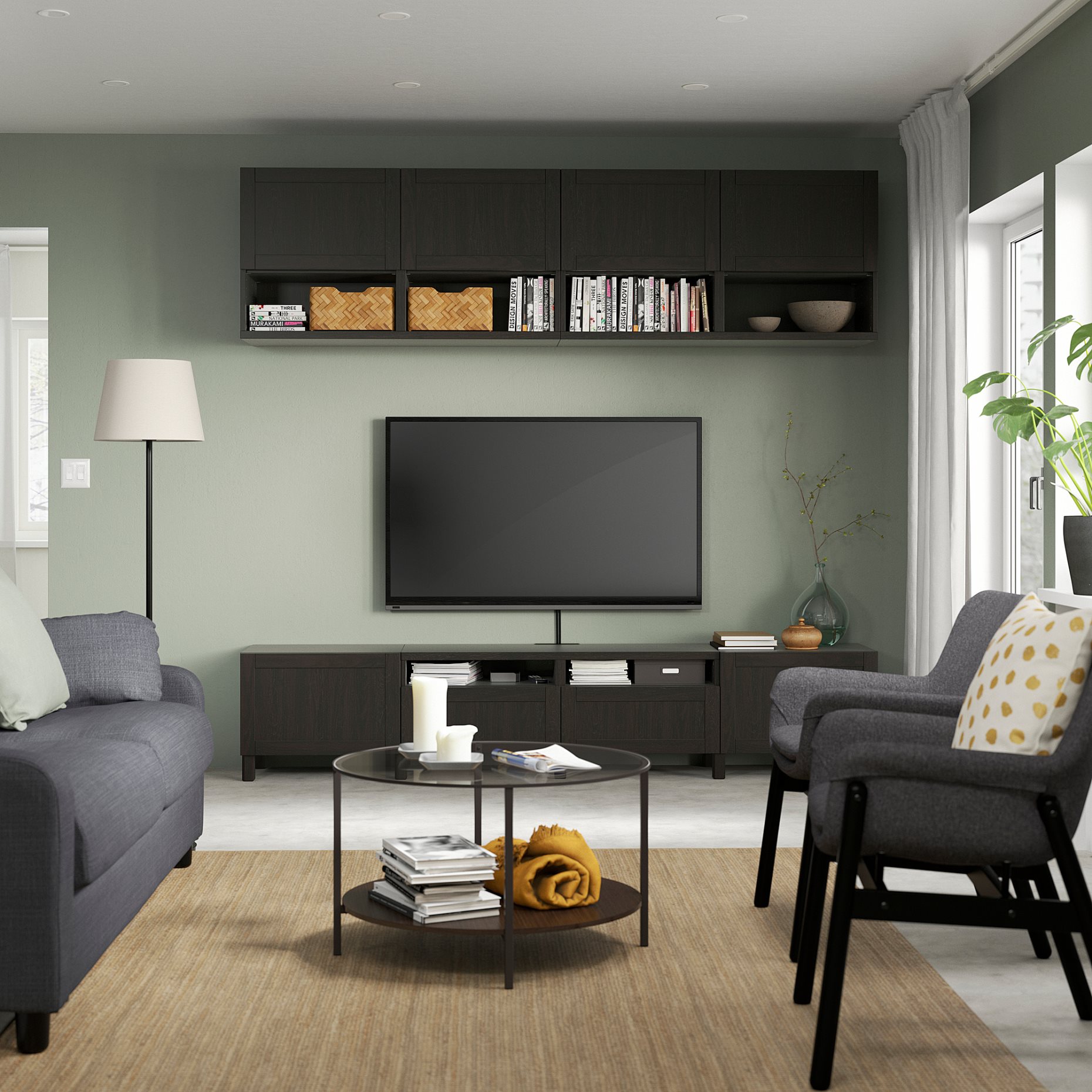 BESTÅ, TV storage combination/doors/drawers push open, 240x42x230 cm, 394.119.44