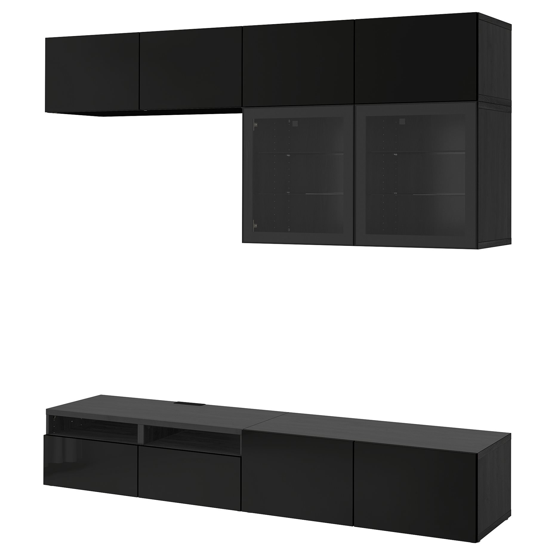 BESTÅ, TV storage combination/glass doors/drawers soft closing, 240x42x231 cm, 394.122.36