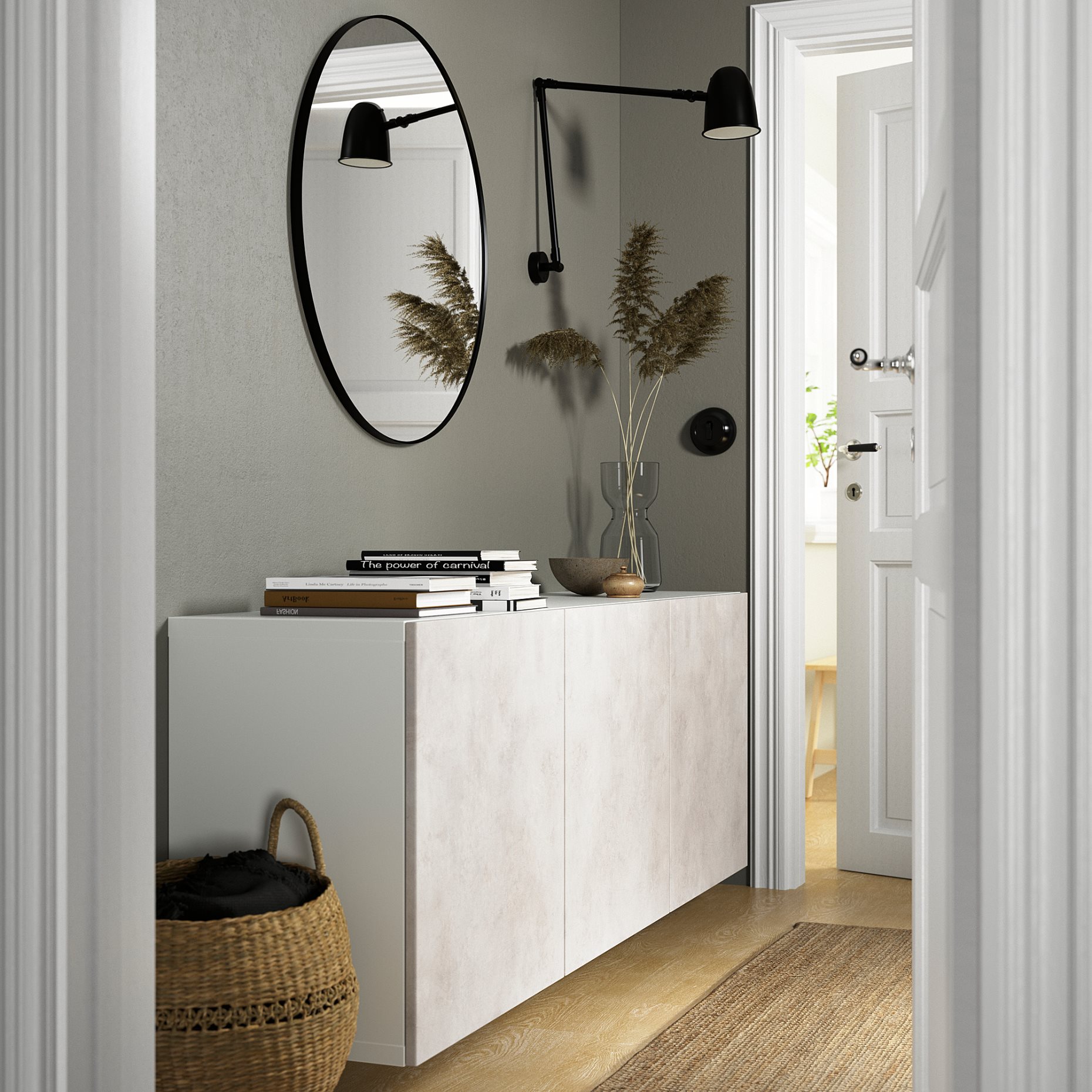 BESTÅ, wall-mounted cabinet combination, 180x42x64 cm, 394.218.01