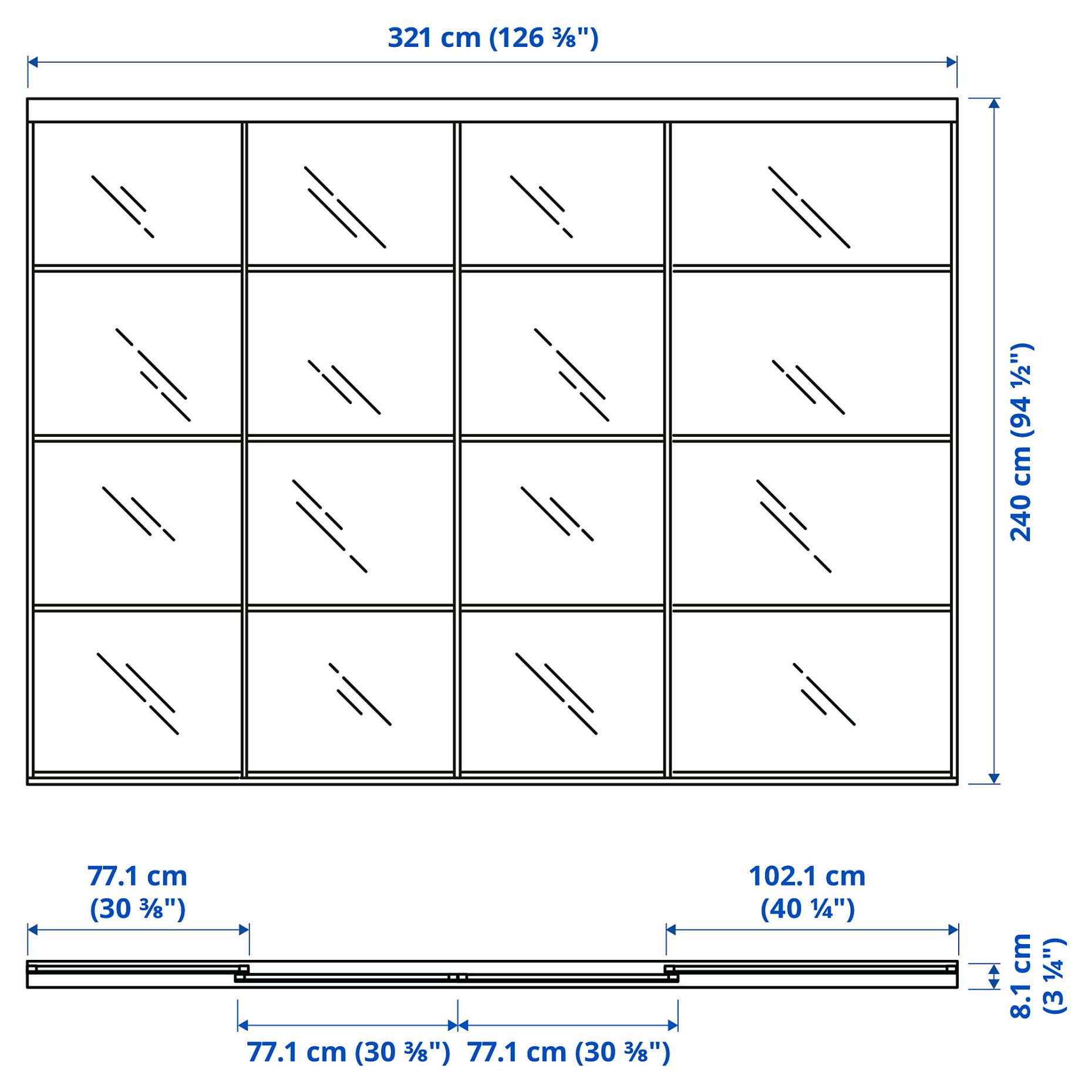 SKYTTA/FARVIK, sliding door combination, 326x240 cm, 394.240.41