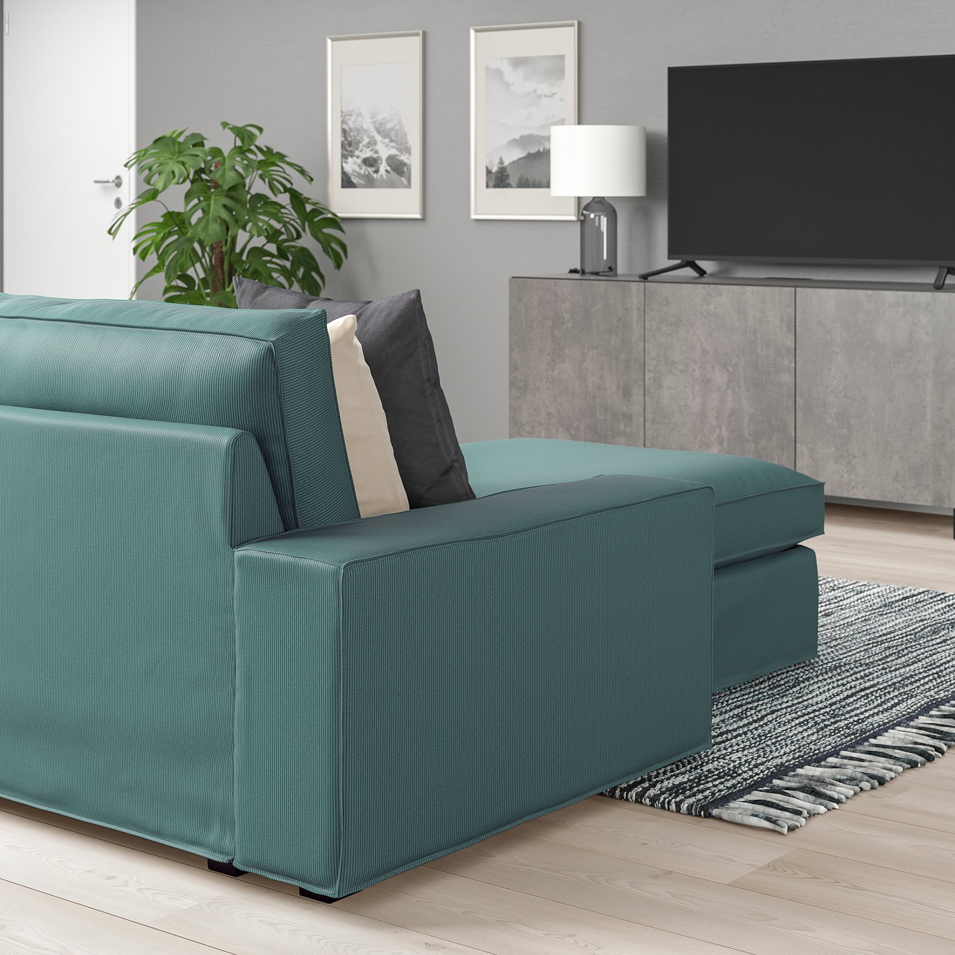 KIVIK, 3-seat sofa with chaise longue, 394.430.54
