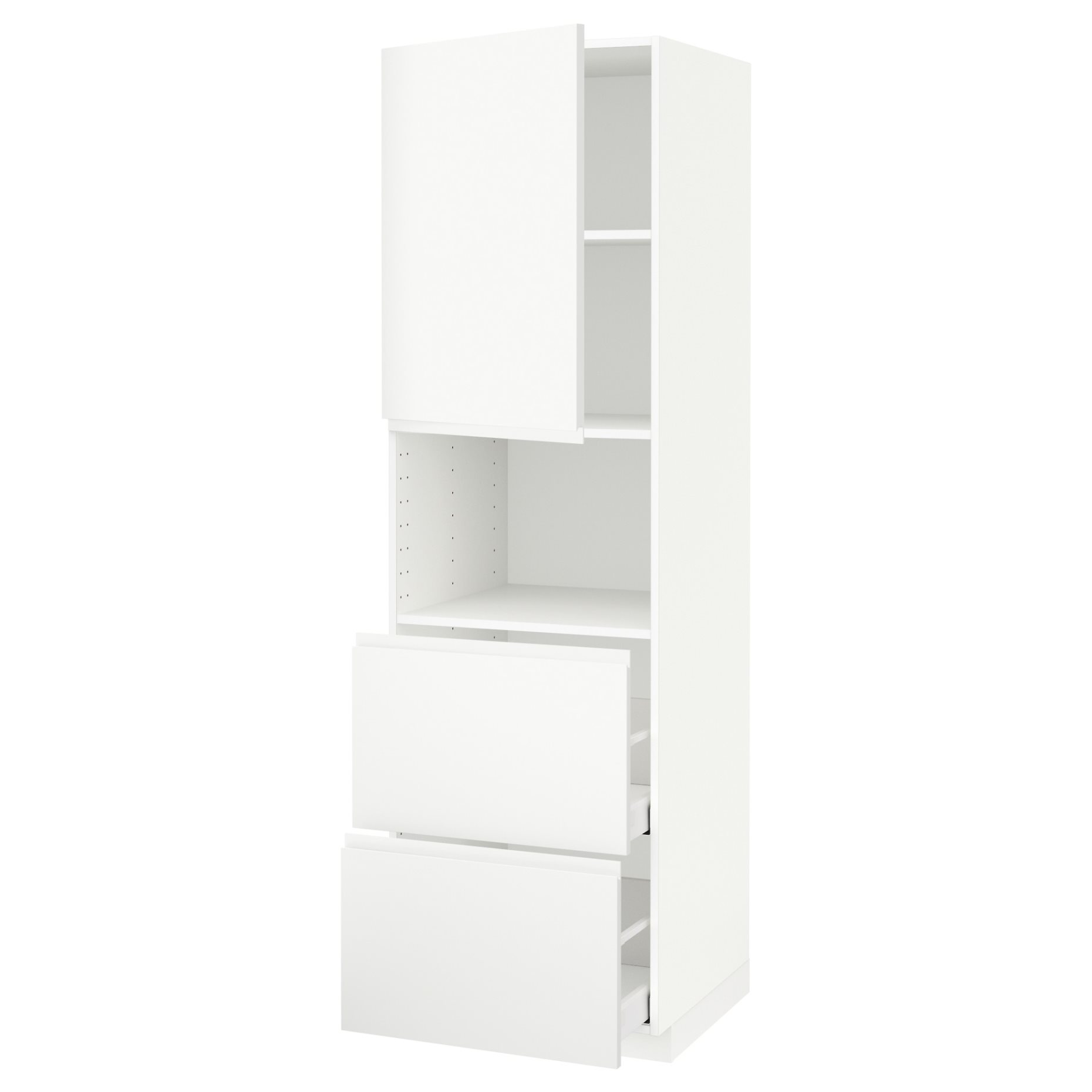 METOD, high cabinet for microwave with door/2 drawers, 60x60x200 cm, 394.654.04