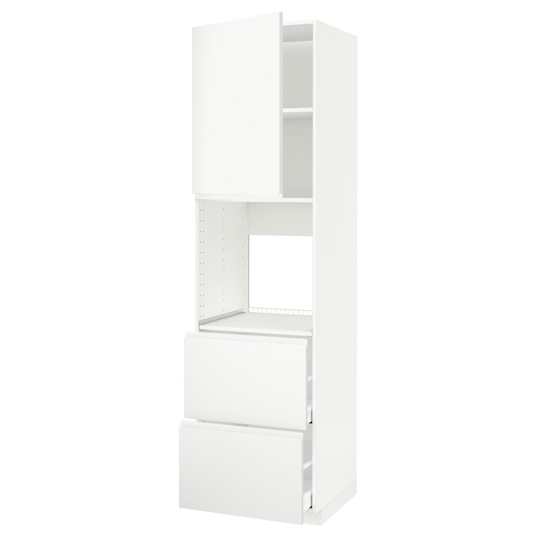 METOD, high cabinet for oven with door/2 fronts/2 high drawers, 60x60x220 cm, 394.658.52
