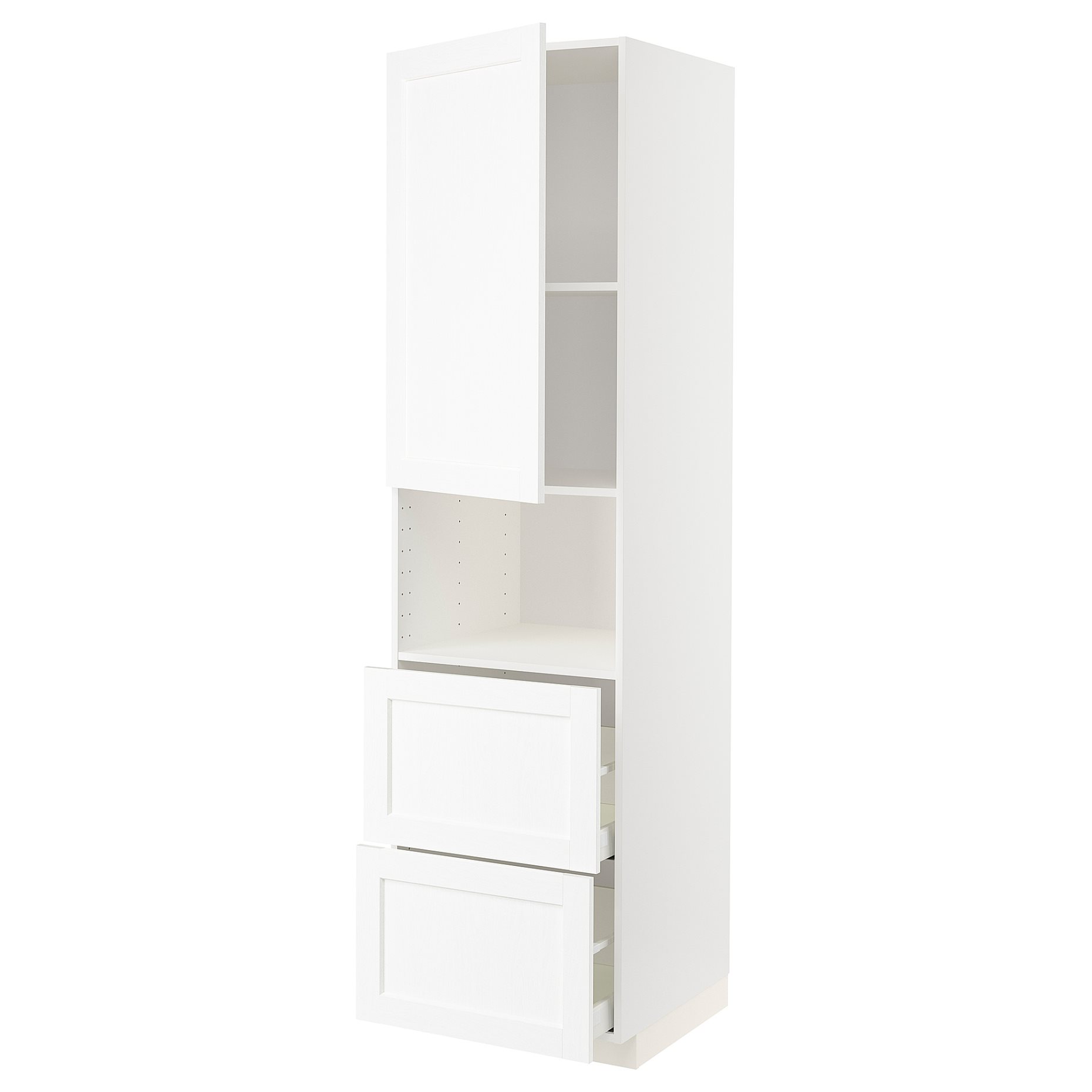 METOD, high cabinet for microwave with door/2 drawers, 60x60x220 cm, 394.733.57