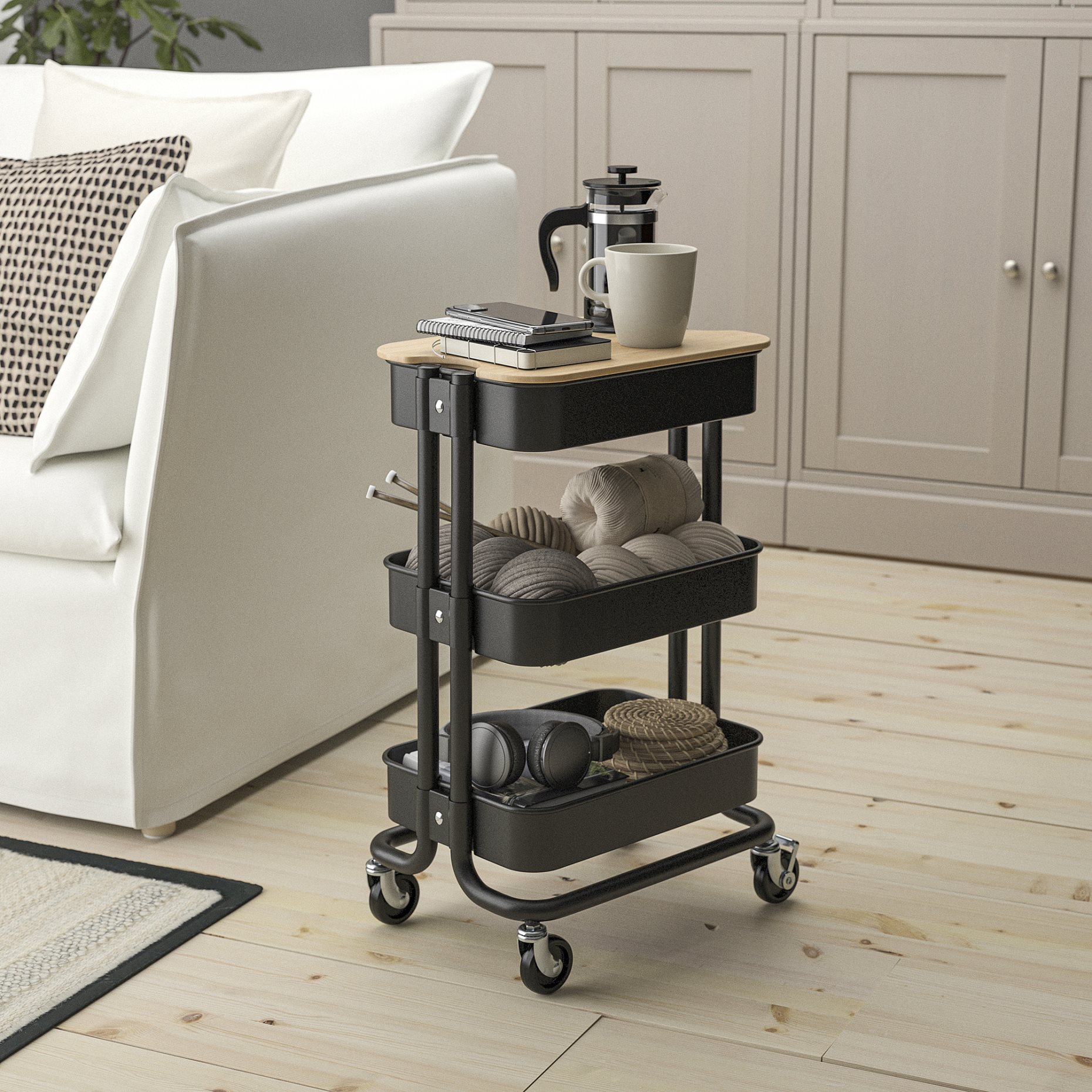RÅSKOG/NORRÅVA, trolley with lid, 28x38x61 cm, 395.807.53