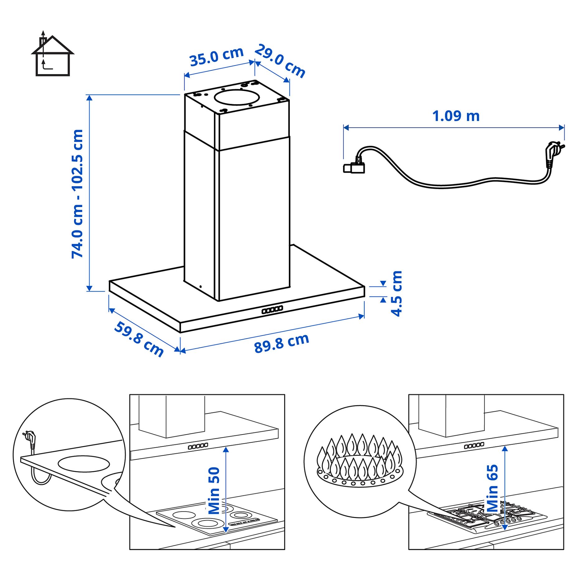 SVÄVANDE, ceiling-mounted extractor hood, 90 cm, 403.890.89