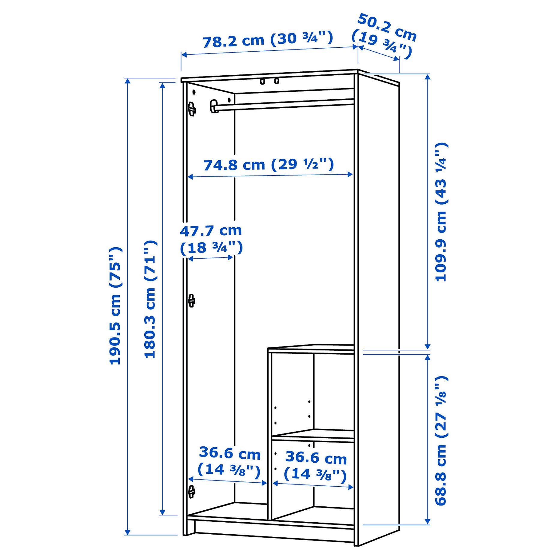 BRIMNES, wardrobe with 2 doors, 404.004.78
