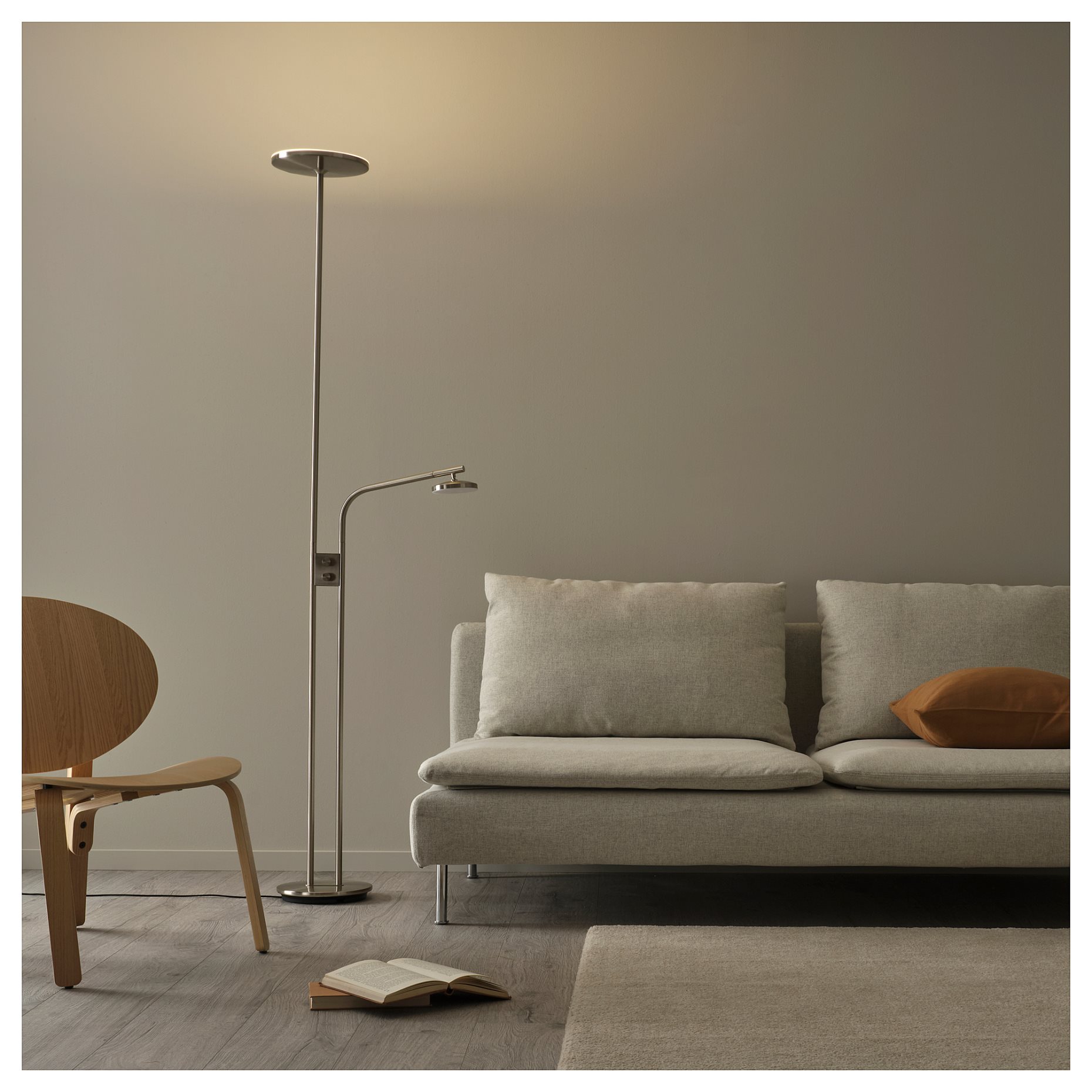 ISJAKT, floor uplighter/reading lamp dimmable with built-in LED light source, 180 cm, 404.597.08