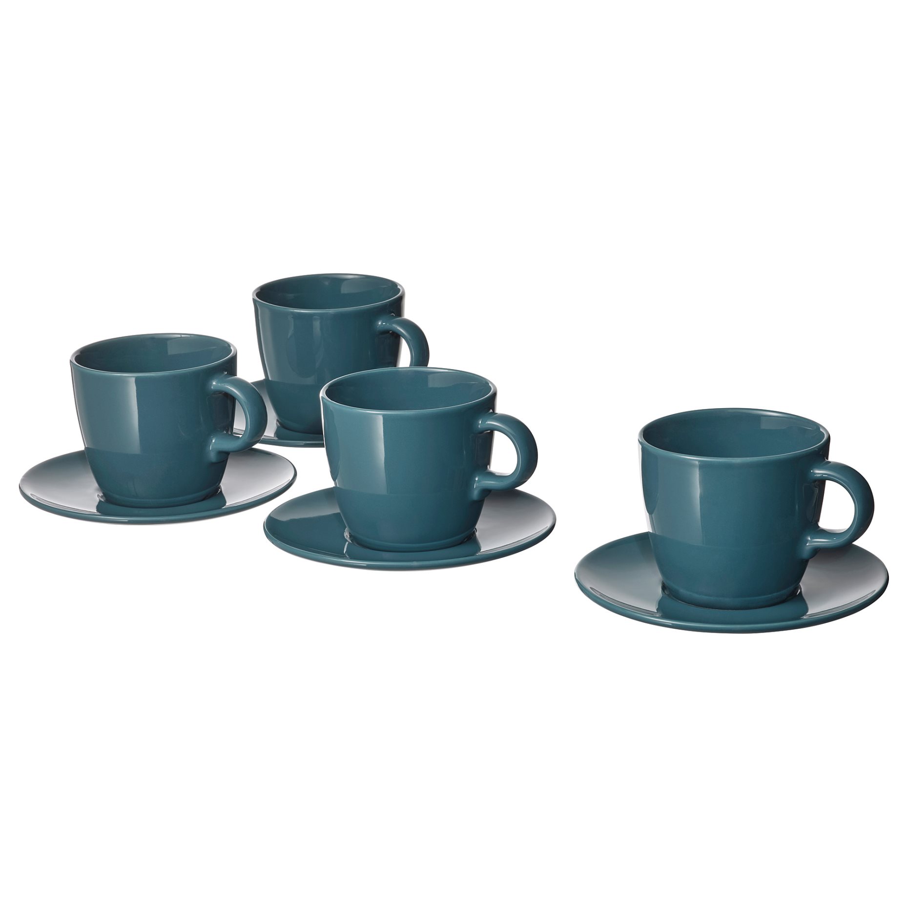 FARGKLAR, cup with saucer/glossy, 4 pack, 25 cl, 404.818.27