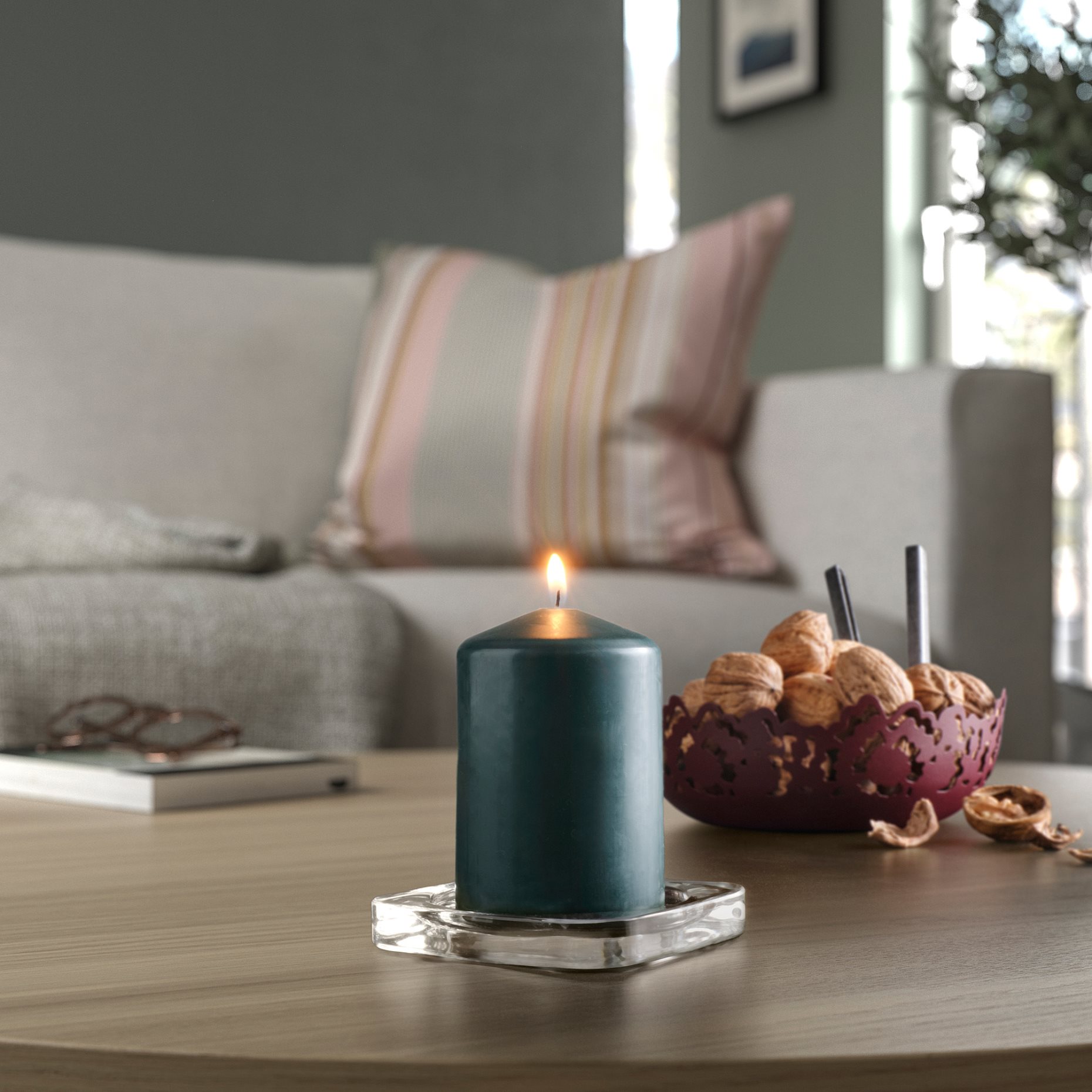 LÄTTNAD, unscented pillar candle, 10 cm, 405.704.75