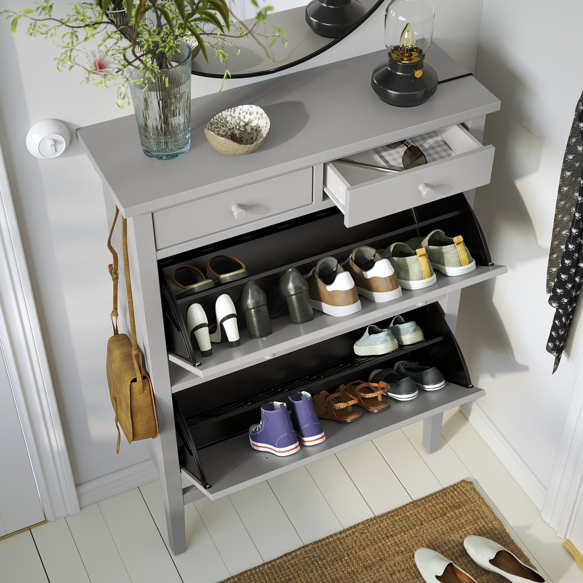 GULLABERG, shoe cabinet with 2 compartments, 88x30x122 cm, 405.876.97