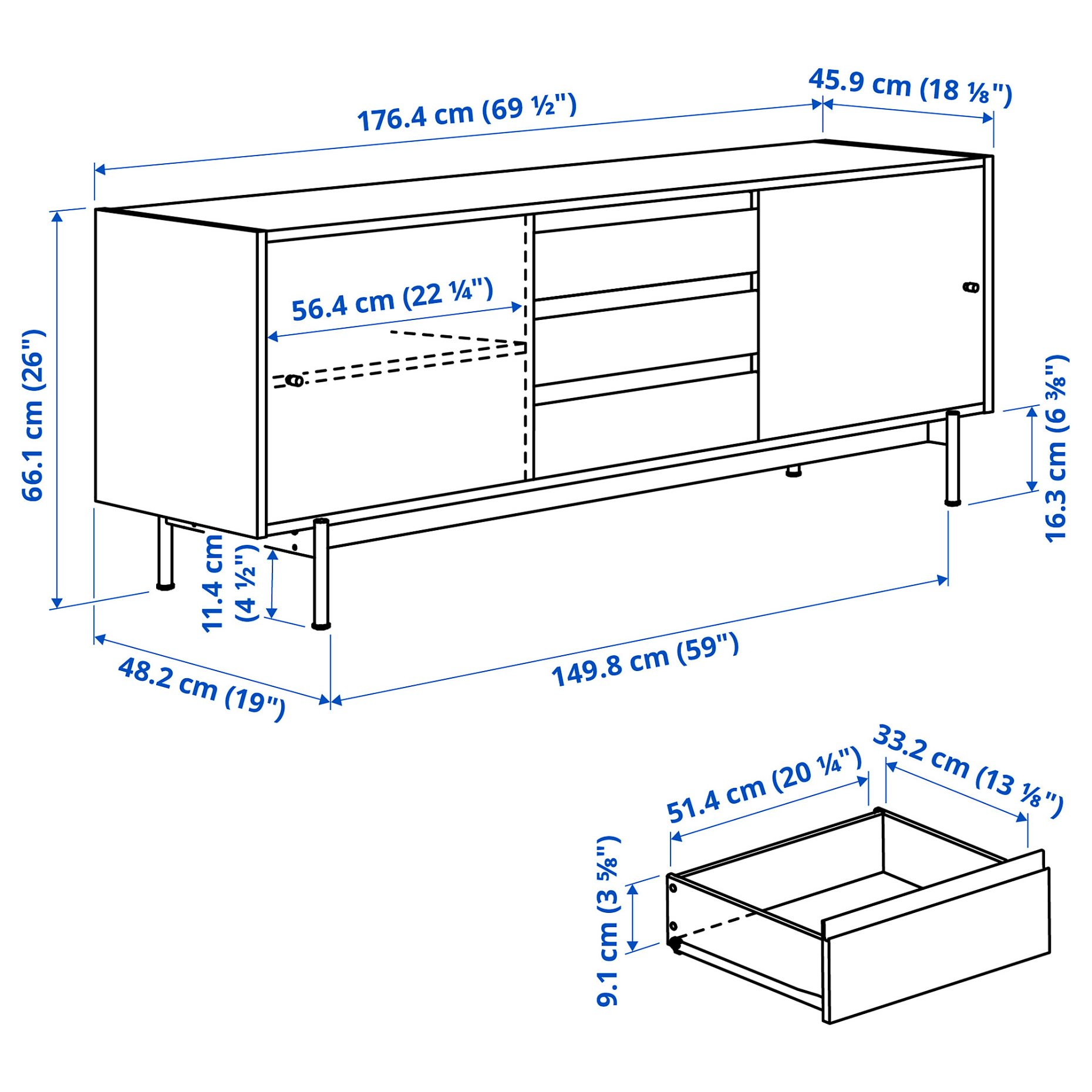 RÅDMANSÖ, έπιπλο TV, 176x48x66 cm, 405.978.18