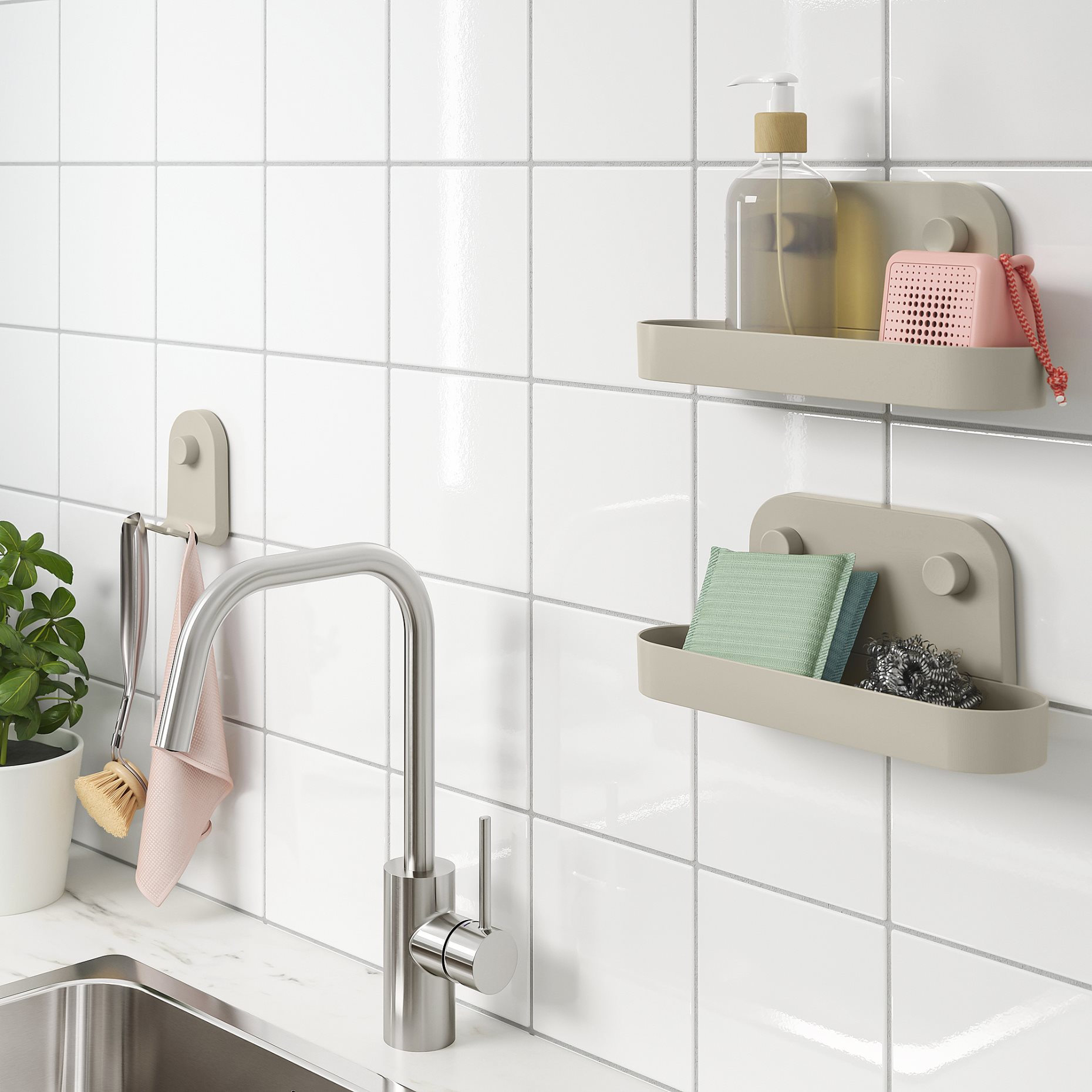 ÖBONÄS, wall shelf with suction cup, 28 cm, 406.061.01