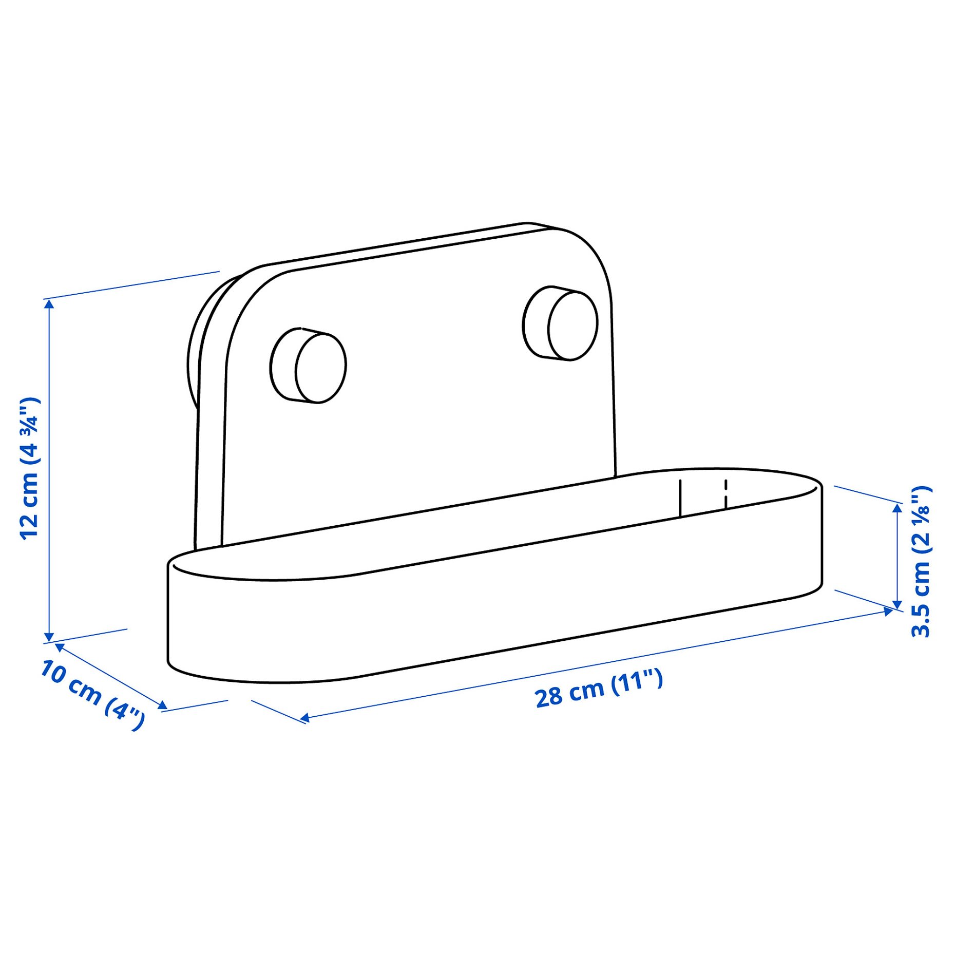ÖBONÄS, wall shelf with suction cup, 28 cm, 406.061.01