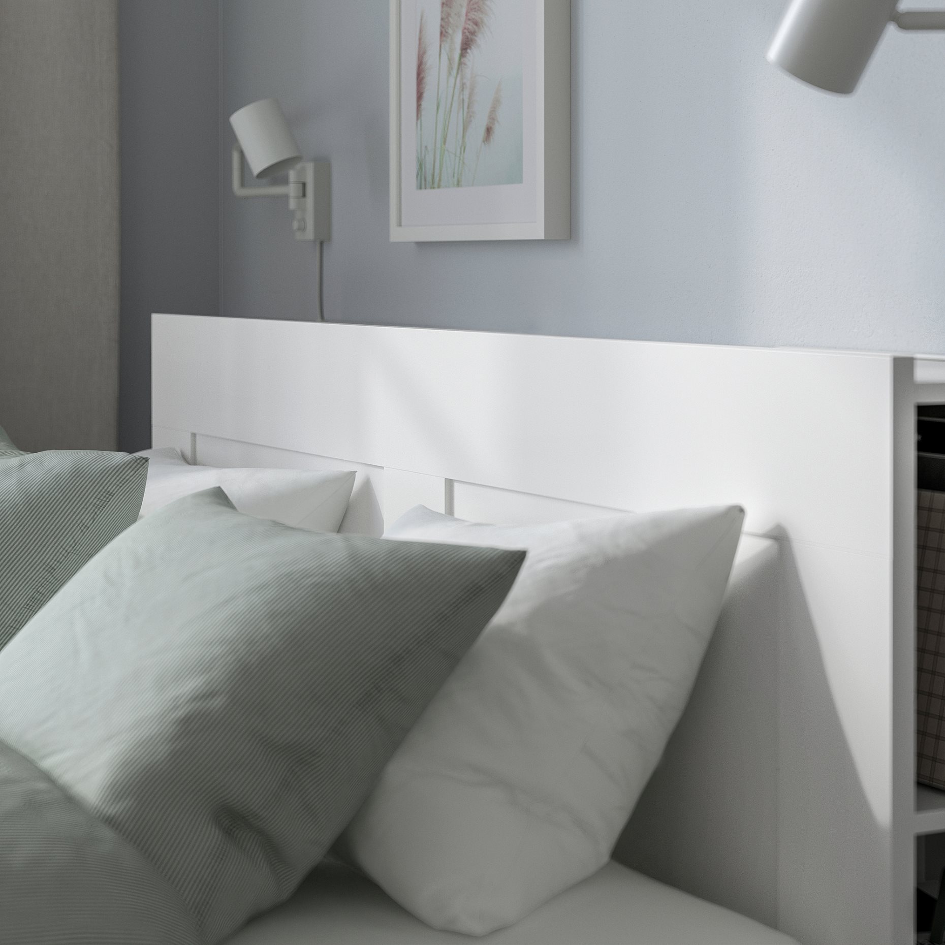 BRIMNES, bed frame with storage and headboard, 140X200 cm, 491.574.57