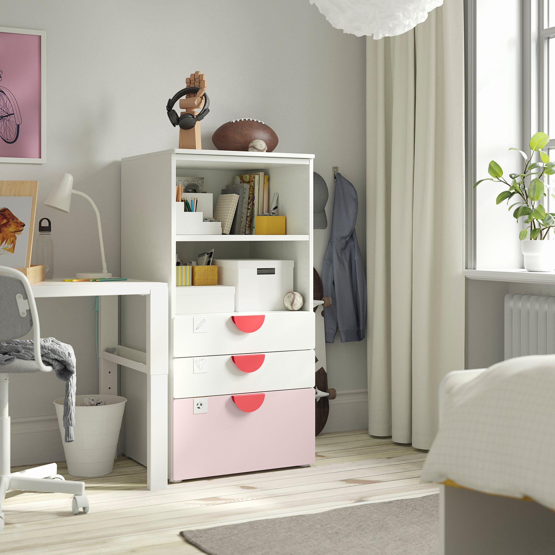 SMASTAD/PLATSA, bookcase with 3 drawers, 60x57x123 cm, 493.878.11