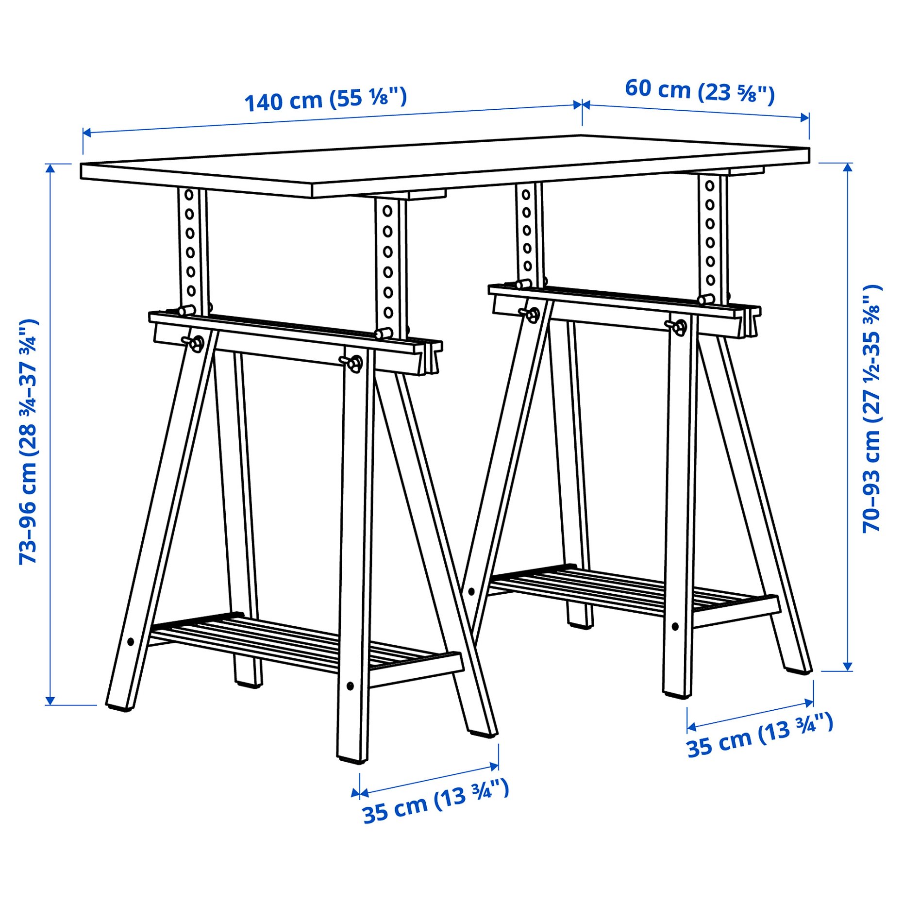 LAGKAPTEN/MITTBACK, desk, 140x60 cm, 494.171.96