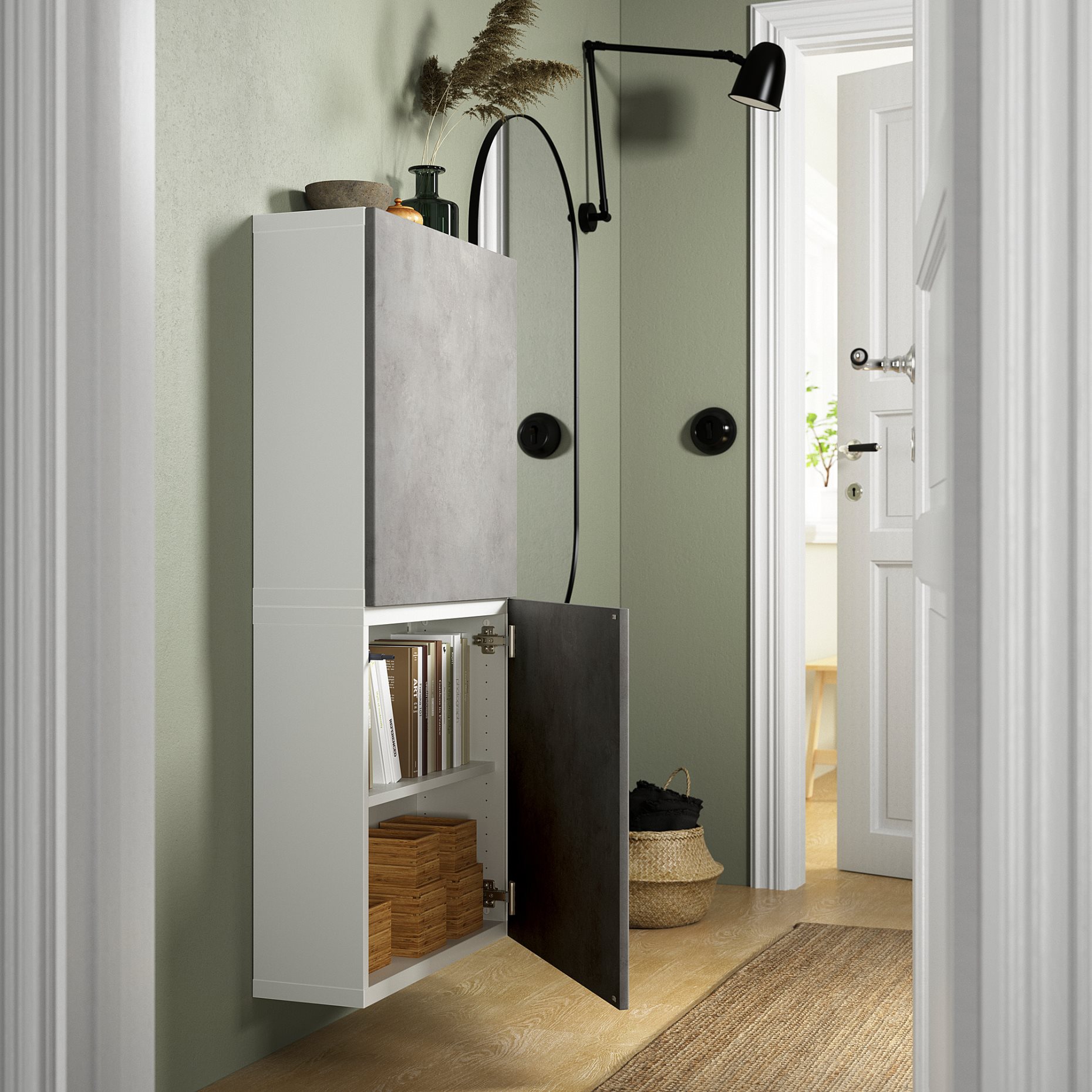 BESTÅ, wall cabinet with 2 doors, 60x22x128 cm, 494.219.71