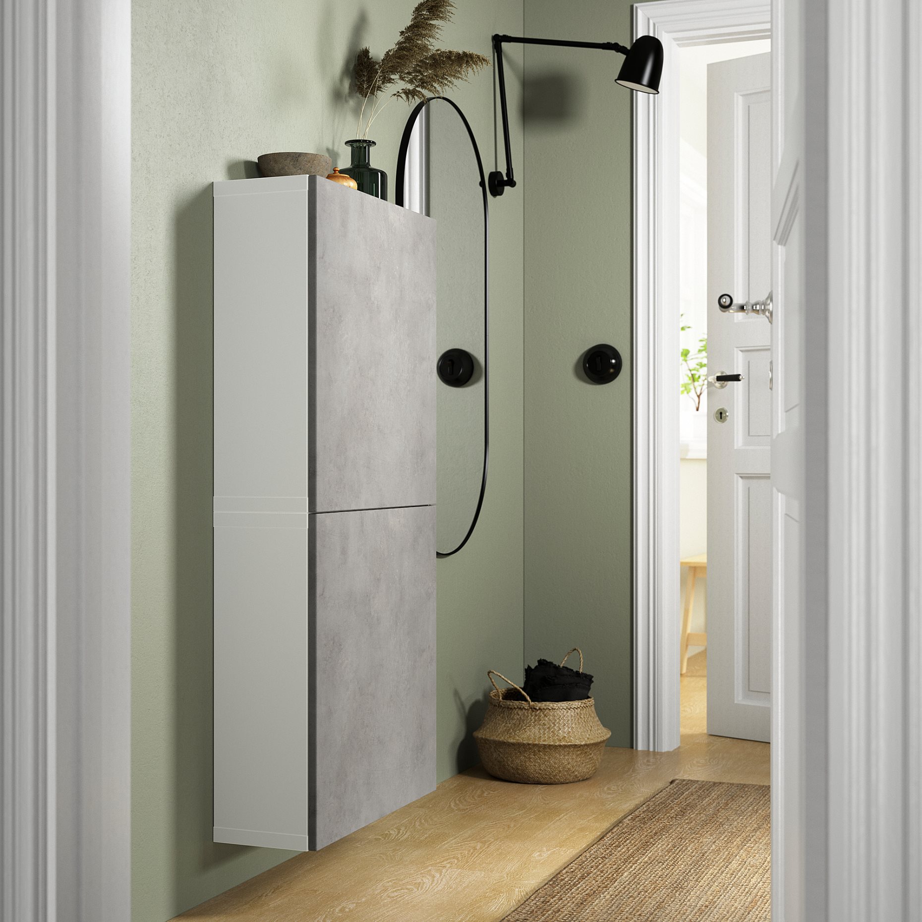 BESTÅ, wall cabinet with 2 doors, 60x22x128 cm, 494.219.71
