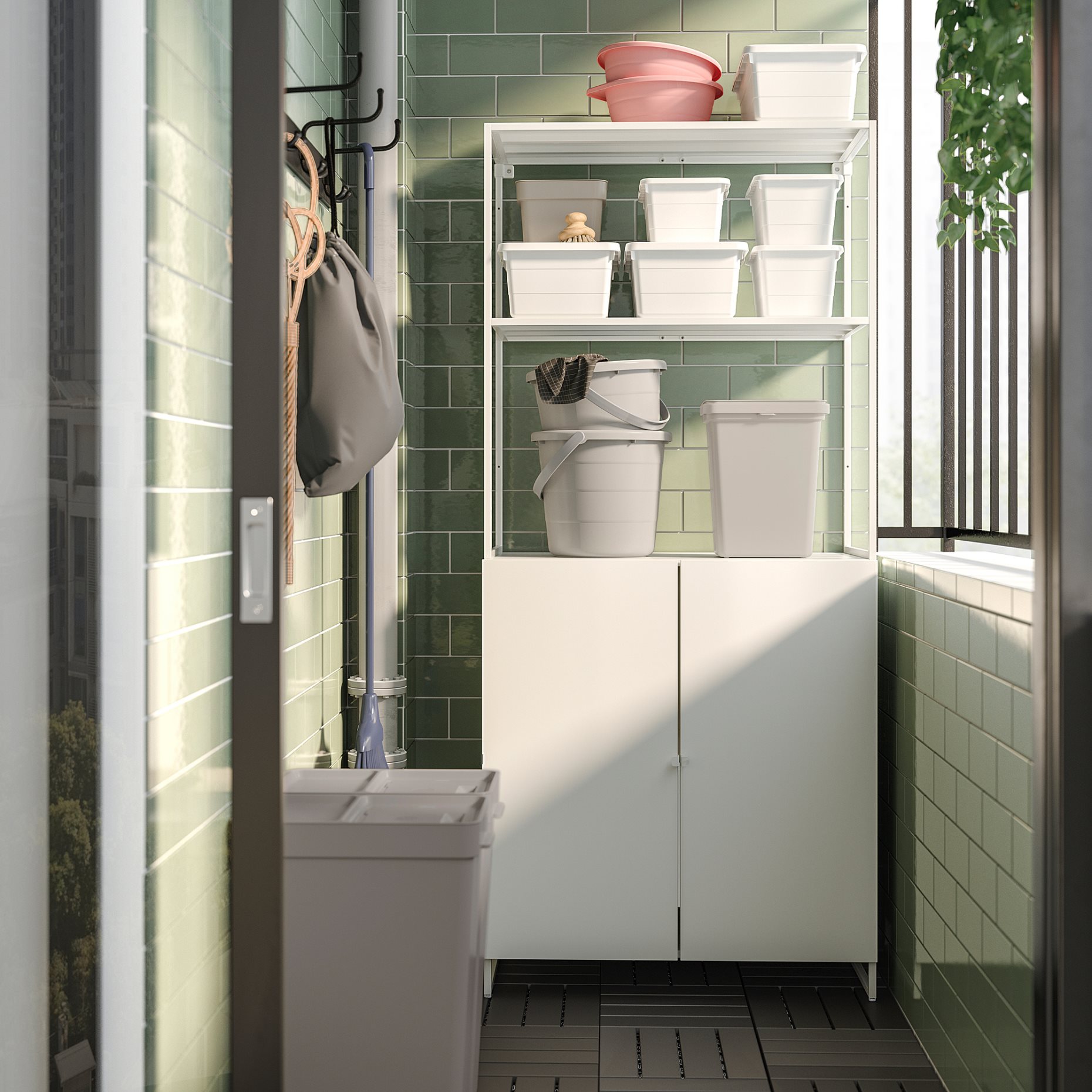 JOSTEIN, shelving unit with doors/in/outdoor, 81x44x180 cm, 494.372.41