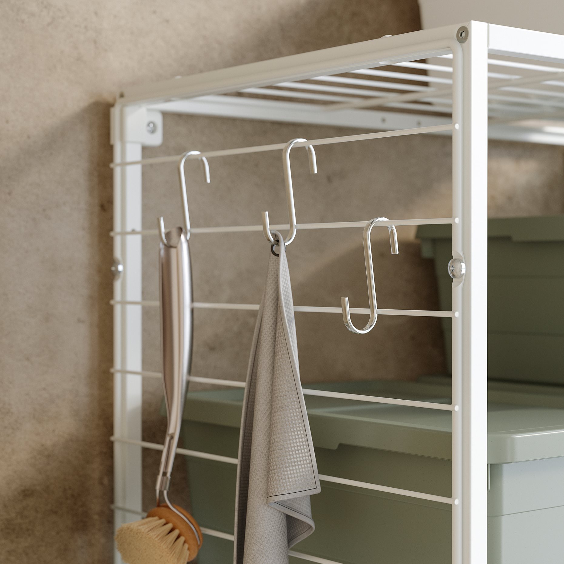 JOSTEIN, shelving unit with grid/in/outdoor/wire, 62x40x180 cm, 494.372.55