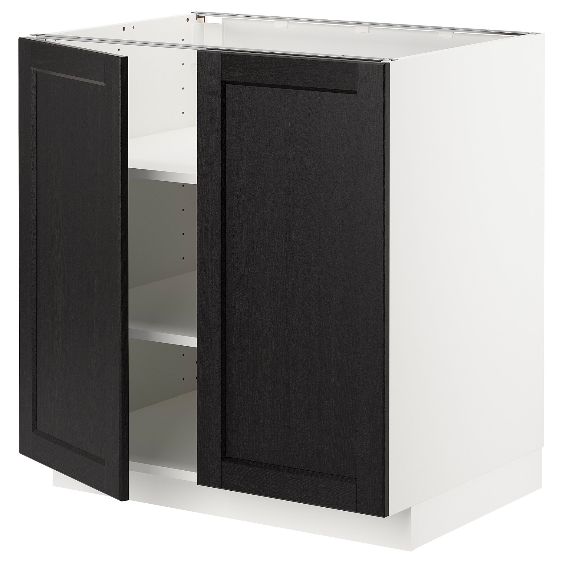 METOD, base cabinet with shelves/2 doors, 80x60 cm, 494.549.14