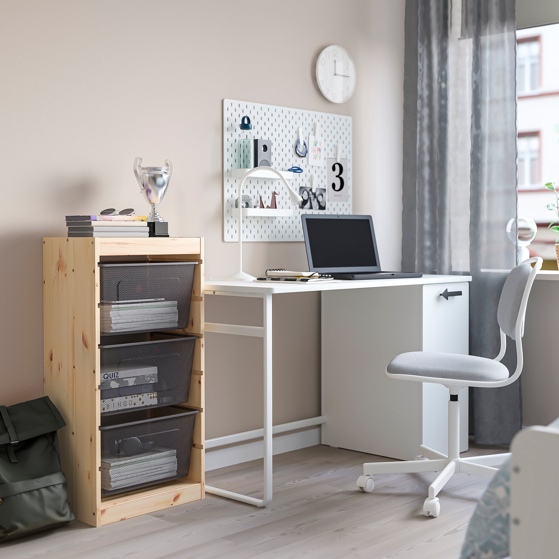 TROFAST, storage combination with boxes, 44x30x91 cm, 494.774.92