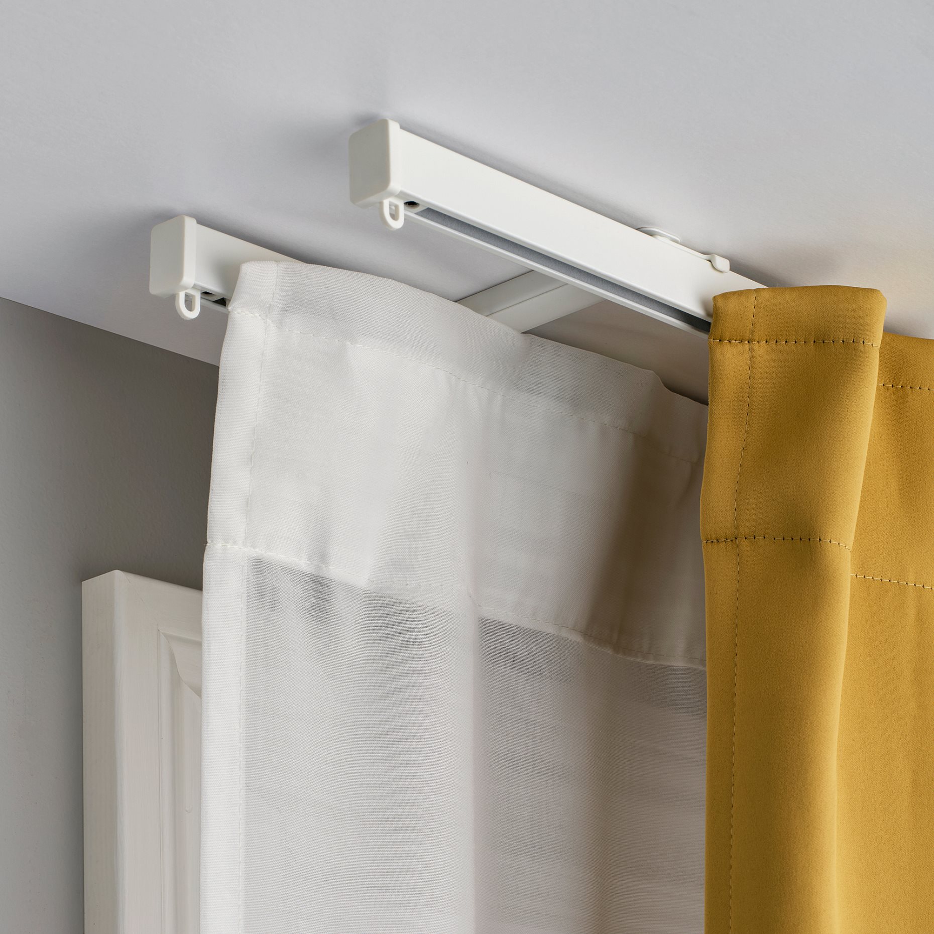 VIDGA, curtain track set for ceiling 2 track, 140 cm, 495.715.07