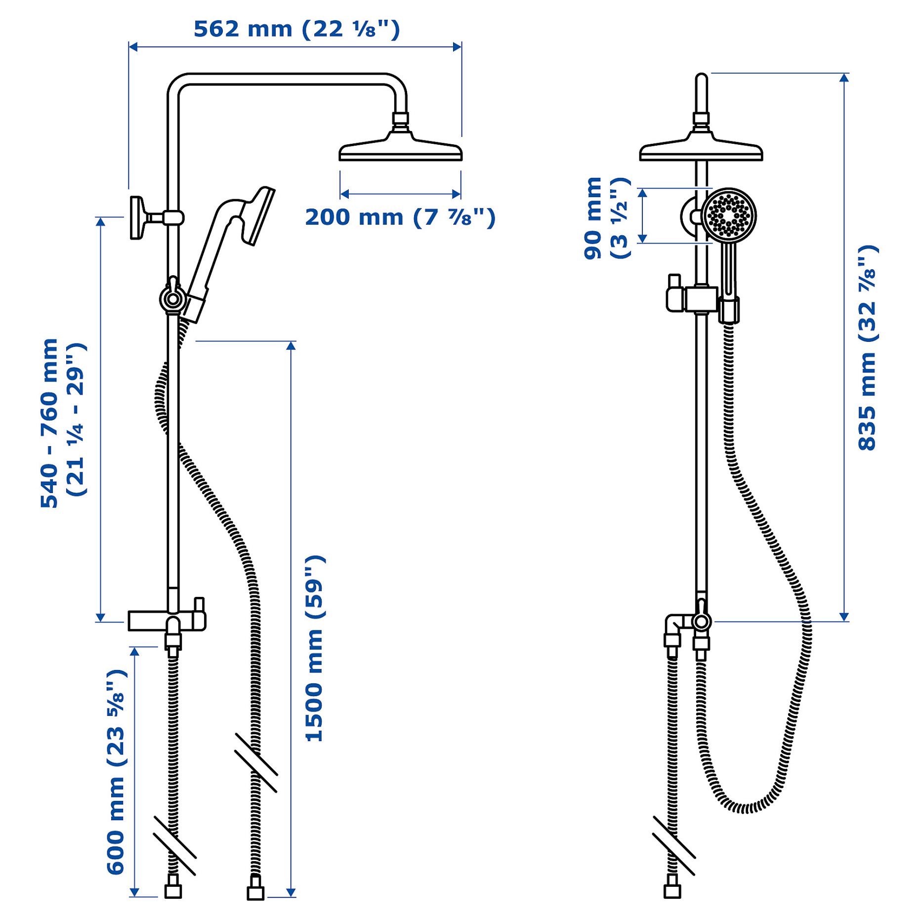 VOXNAN, head/handshower kit with diverter, 503.425.91