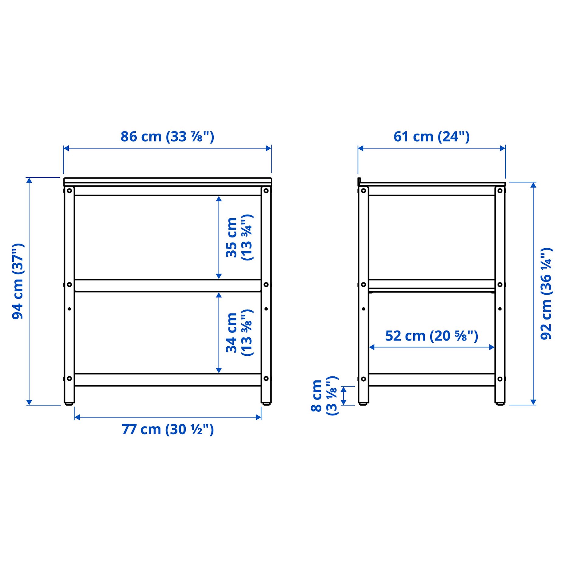 GRILLSKÄR, kitchen island shelf unit outdoor, 86x61 cm, 504.714.46