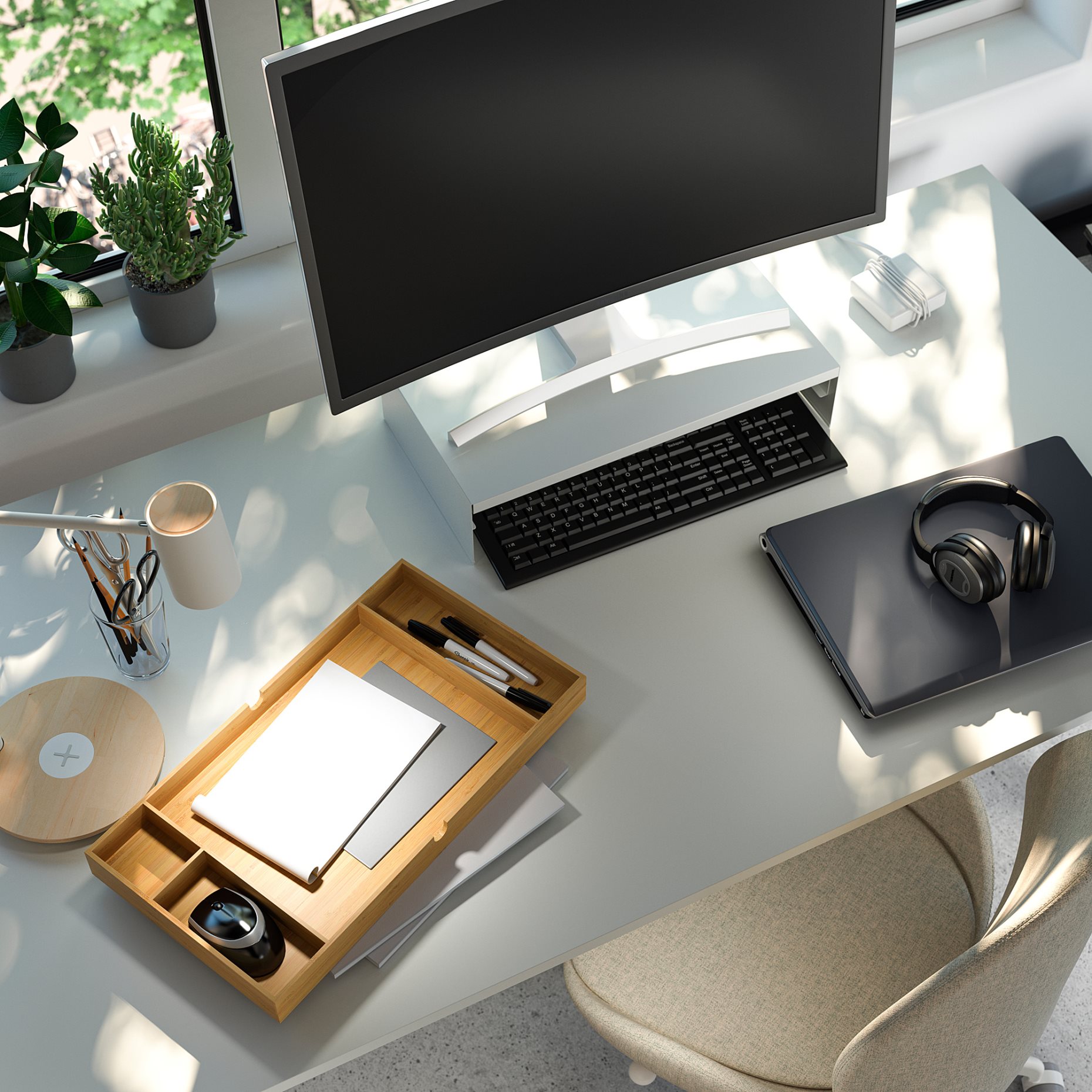 ELLOVEN, monitor stand with drawer, 504.747.70
