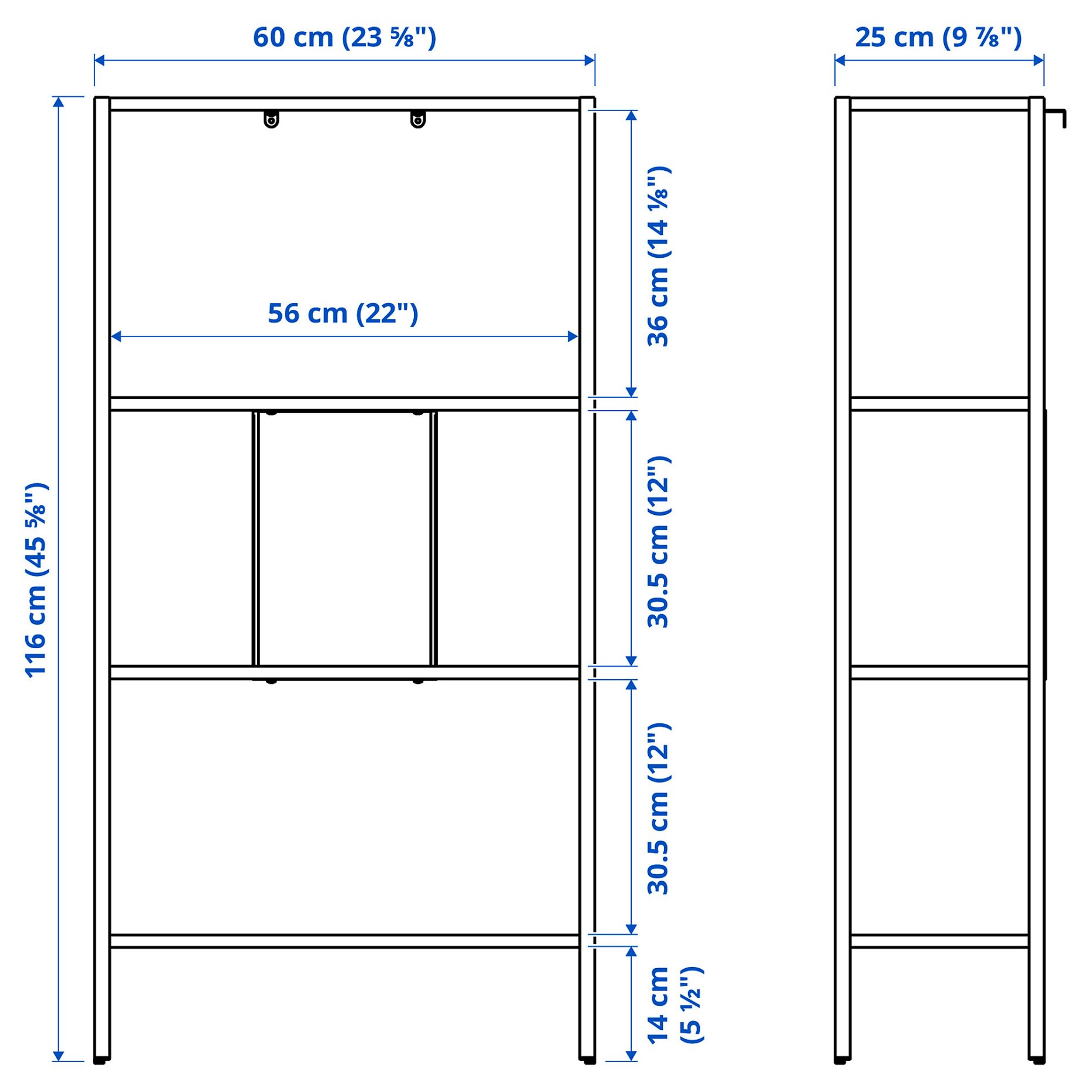 BAGGEBO, shelving unit, 60x25x116 cm, 504.811.72