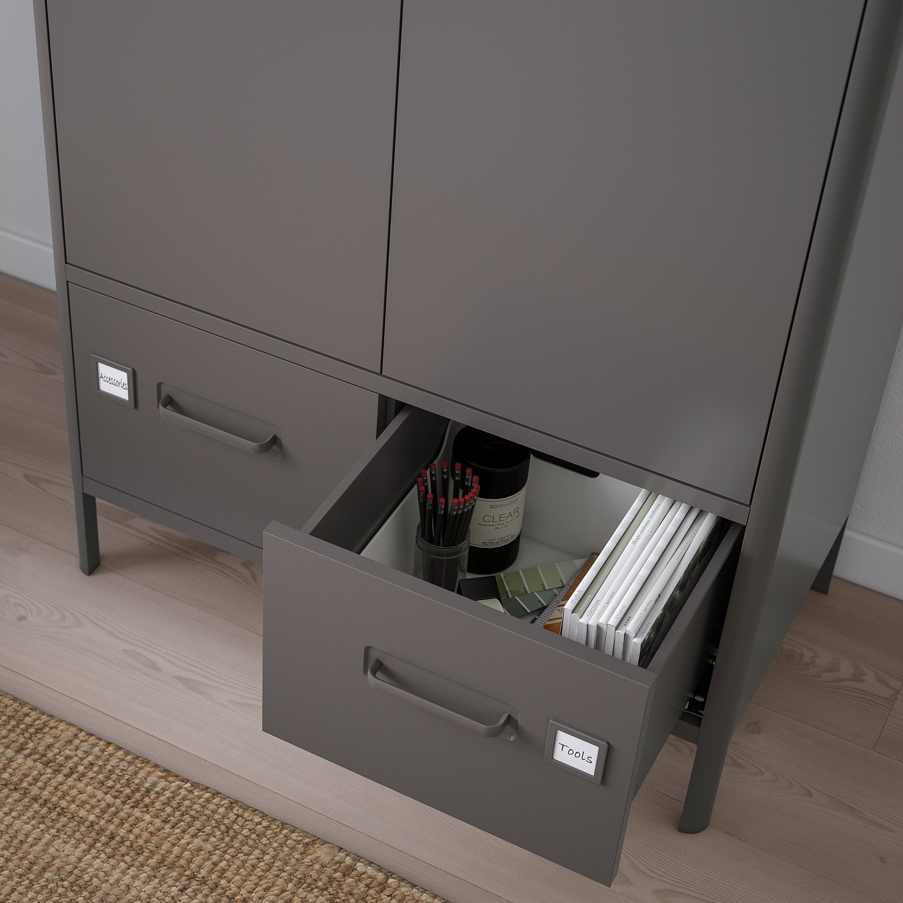 IDÅSEN, cabinet with doors and drawers, 80x47x119 cm, 504.963.81