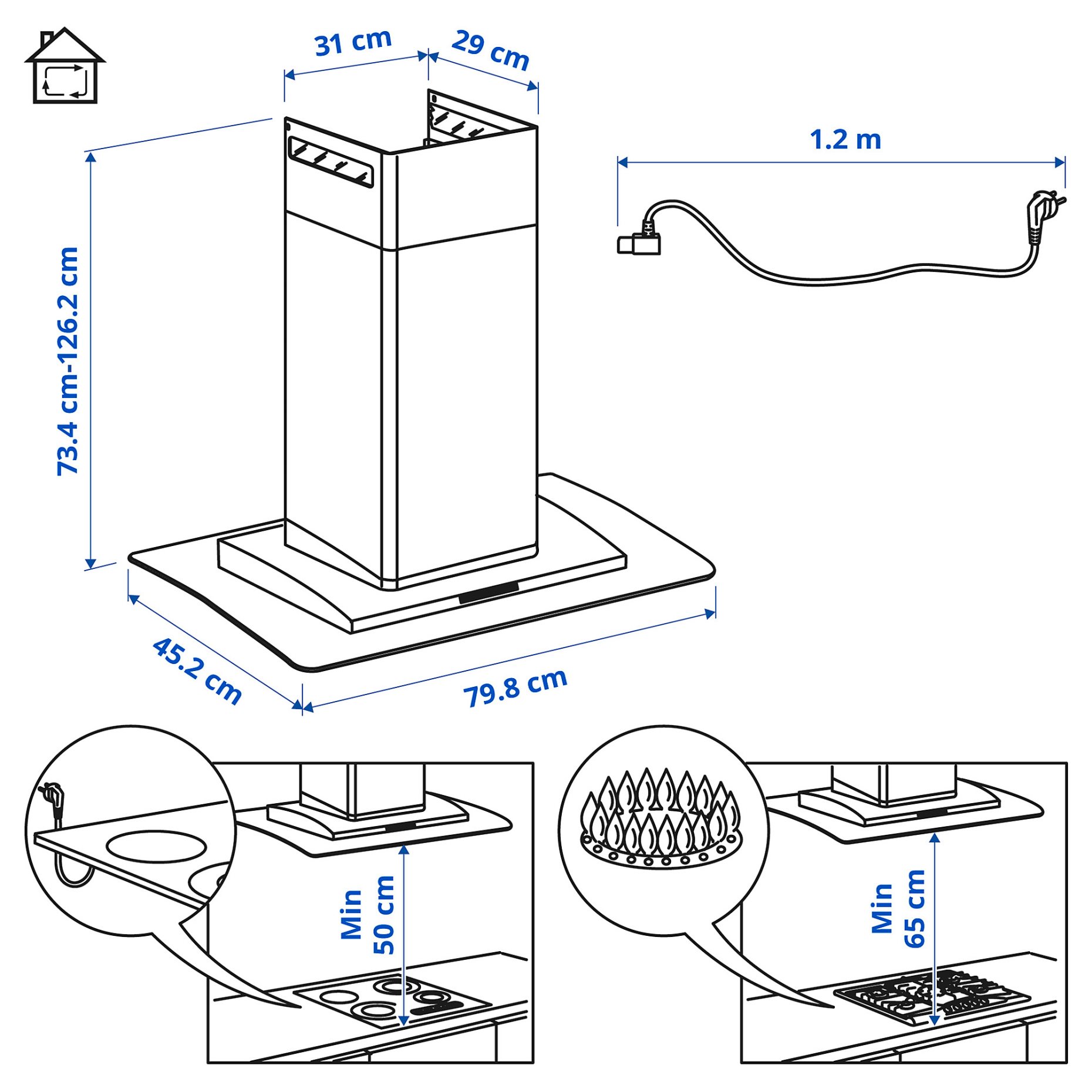 BALANSERAD, wall mounted extractor hood, 80 cm, 505.269.91