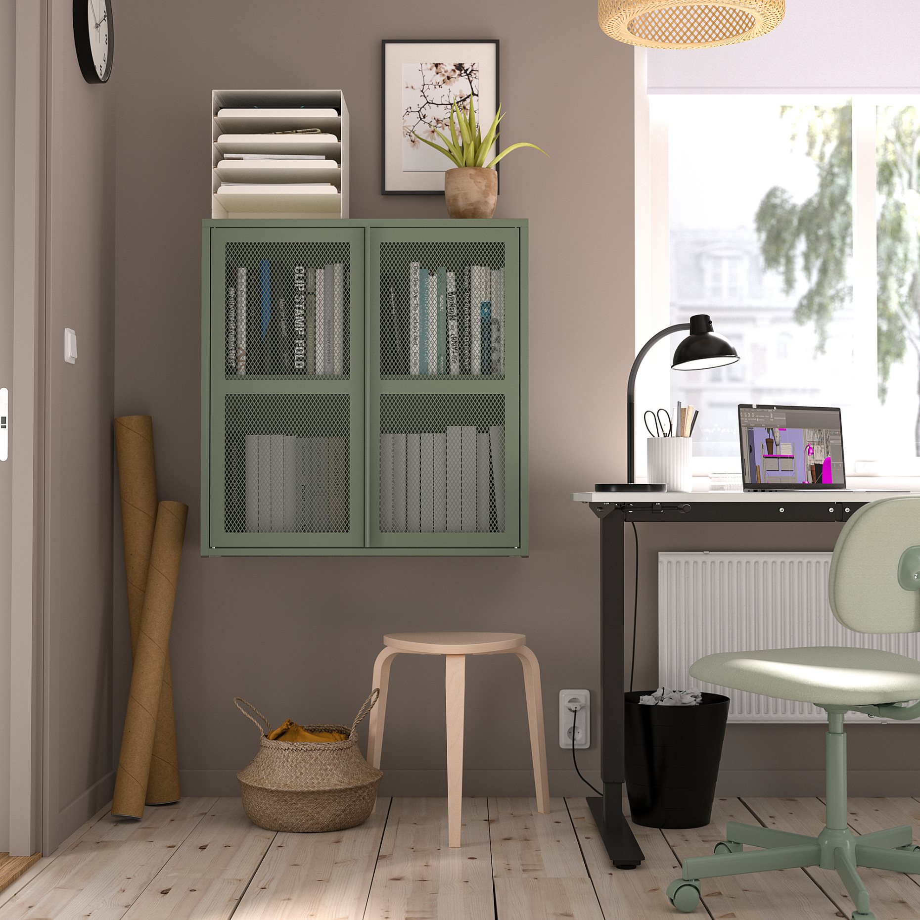 IVAR, cabinet with doors/mesh, 80x83 cm, 505.312.52