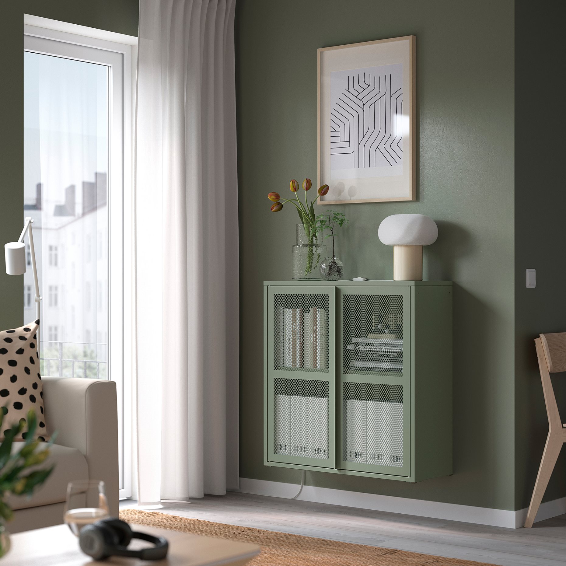 IVAR, cabinet with doors/mesh, 80x83 cm, 505.312.52