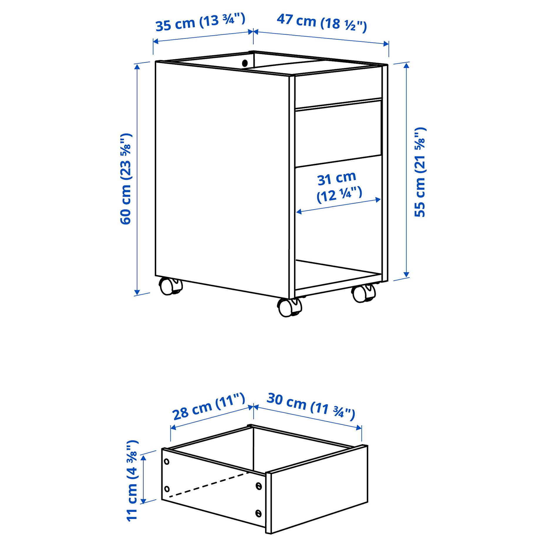 TONSTAD, drawer unit on castors, 35x60 cm, 505.382.01