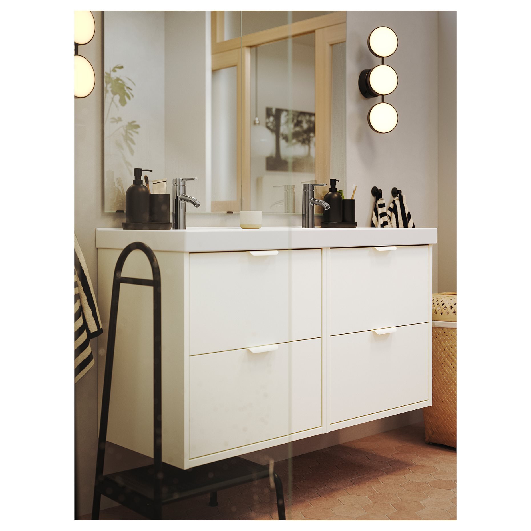BÄSINGEN, step stool with handrail, 505.957.48
