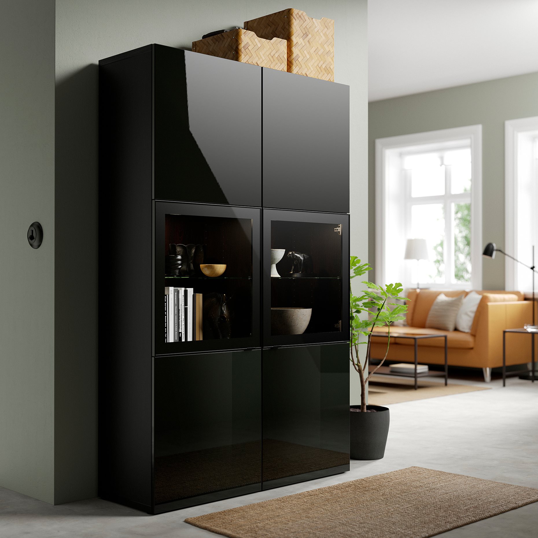 BESTÅ, storage combination w glass doors,, 120x42x193 cm, 590.594.61