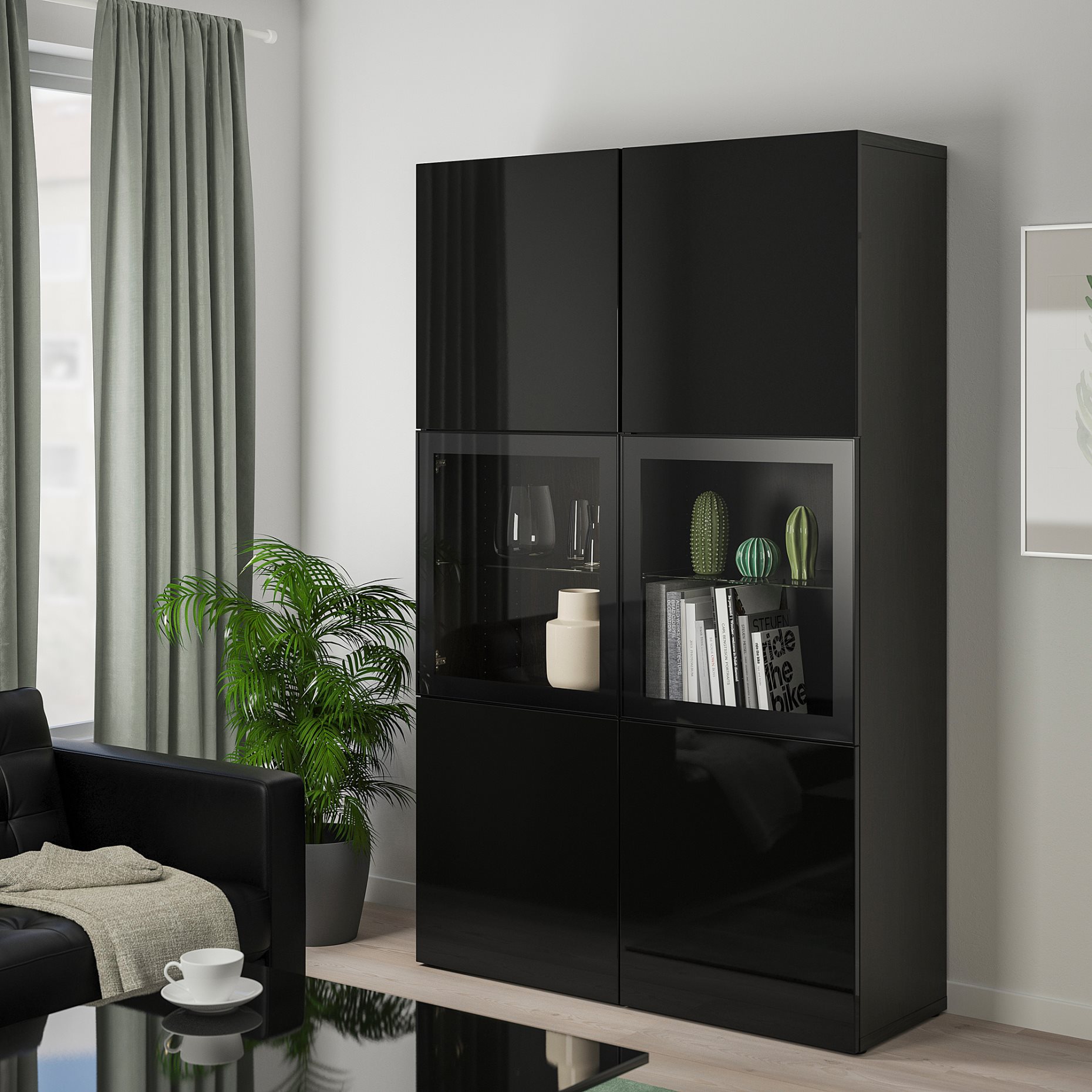 BESTÅ, storage combination w glass doors,, 120x42x193 cm, 590.594.61