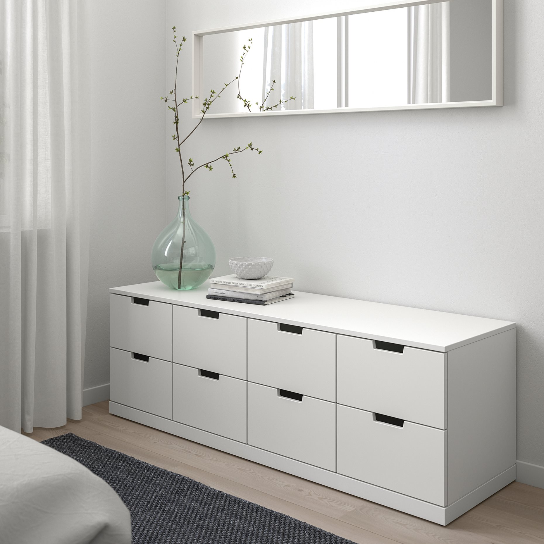 NORDLI, chest of 8 drawers, 160x54 cm, 592.395.04