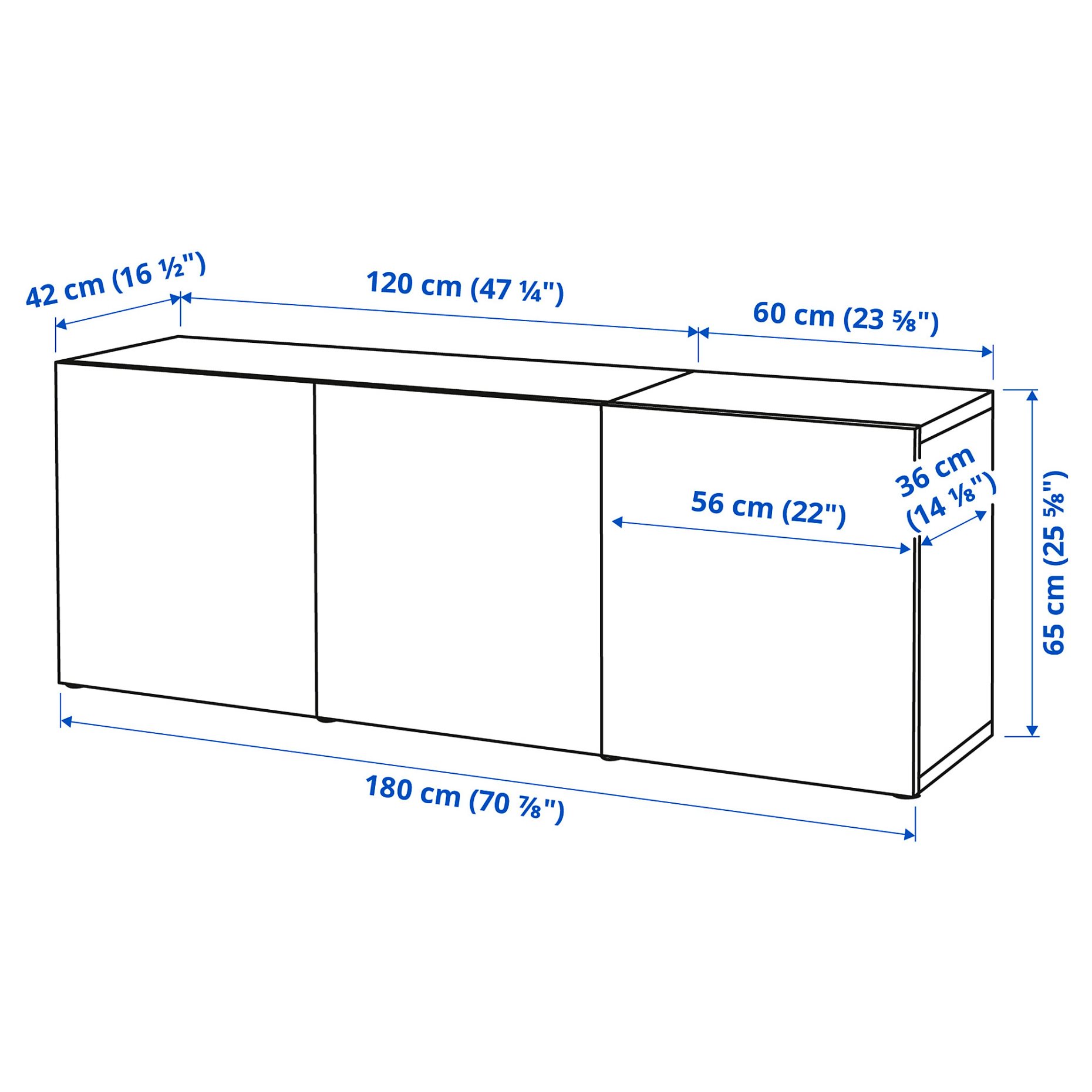 BESTÅ, storage combination with doors, 180x42x65 cm, 593.250.40