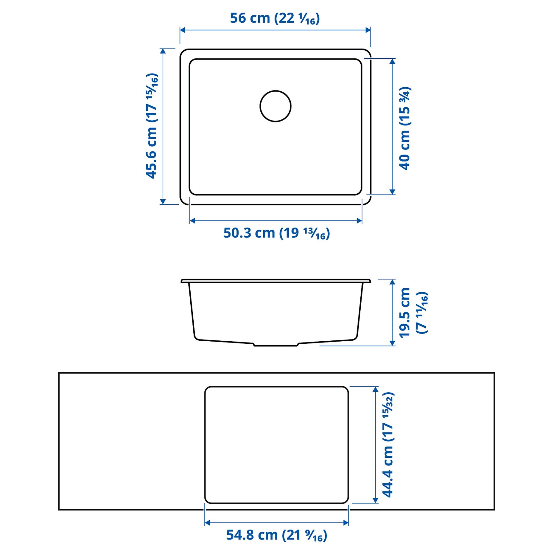 KILSVIKEN, inset sink 1 bowl, 56x46 cm, 593.370.24