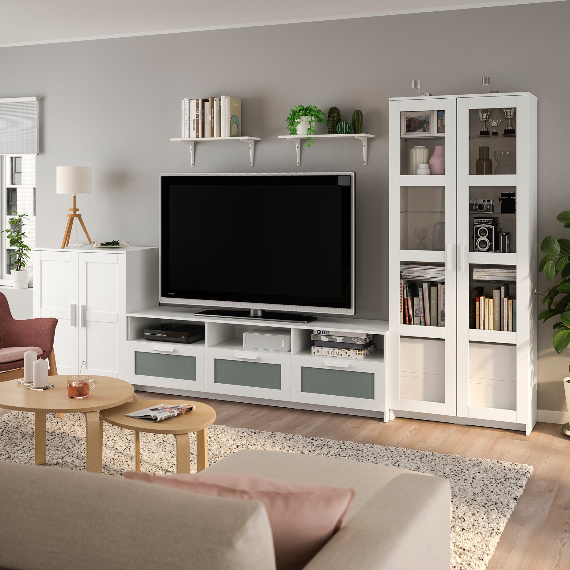 BRIMNES/BURHULT, TV storage combination, 338x41x190 cm, 593.986.73