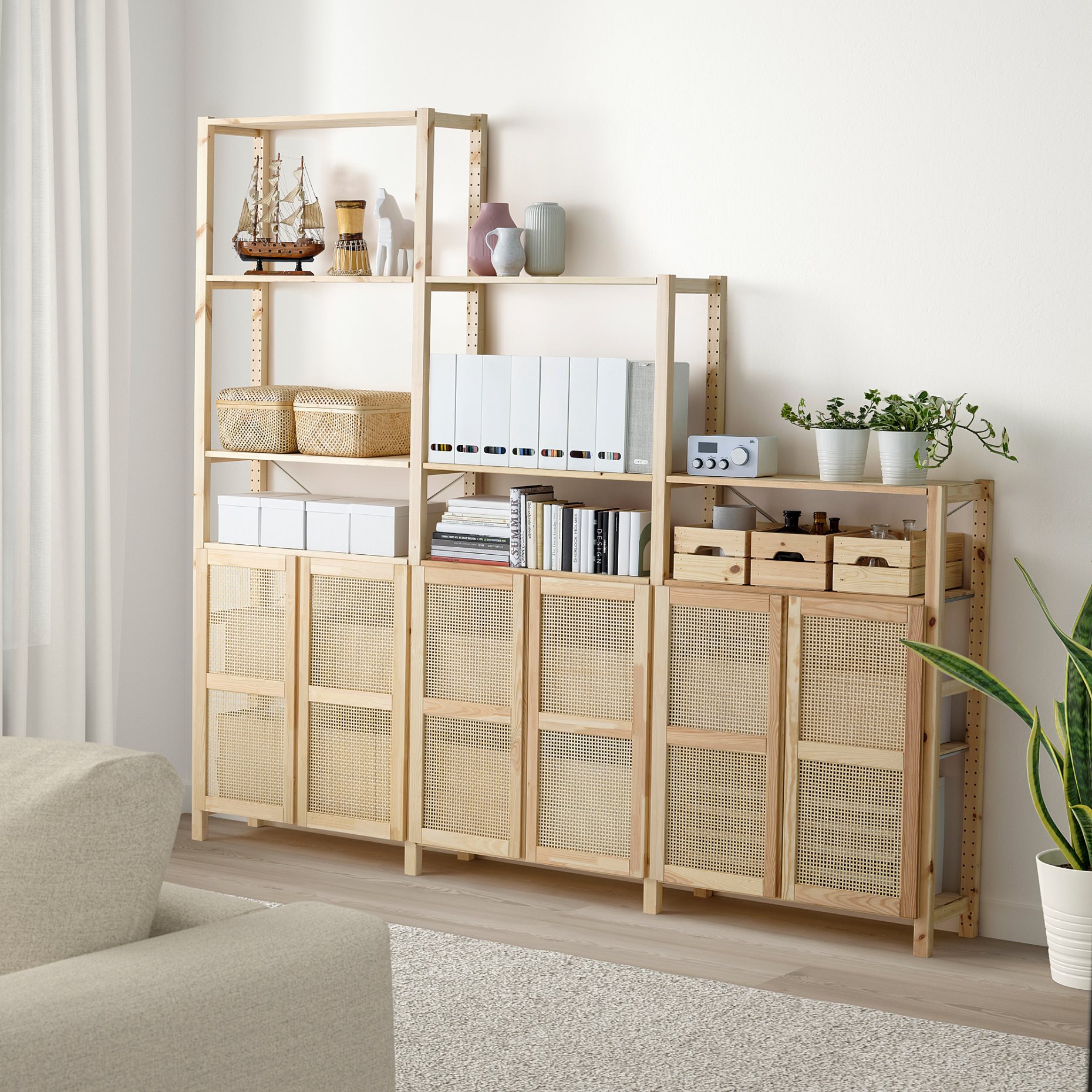 IVAR, shelving unit with doors, 259x30x226 cm, 594.034.72
