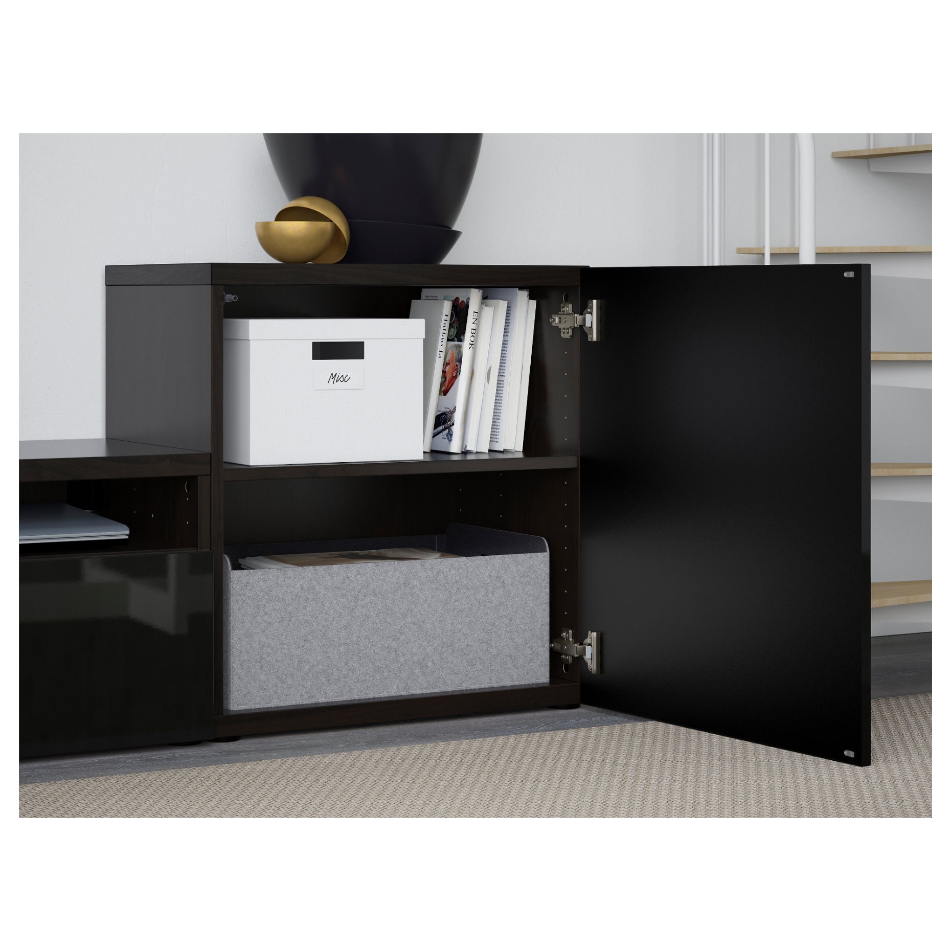 BESTÅ, TV storage combination/glass doors/drawers soft closing, 300x42x211 cm, 594.068.52