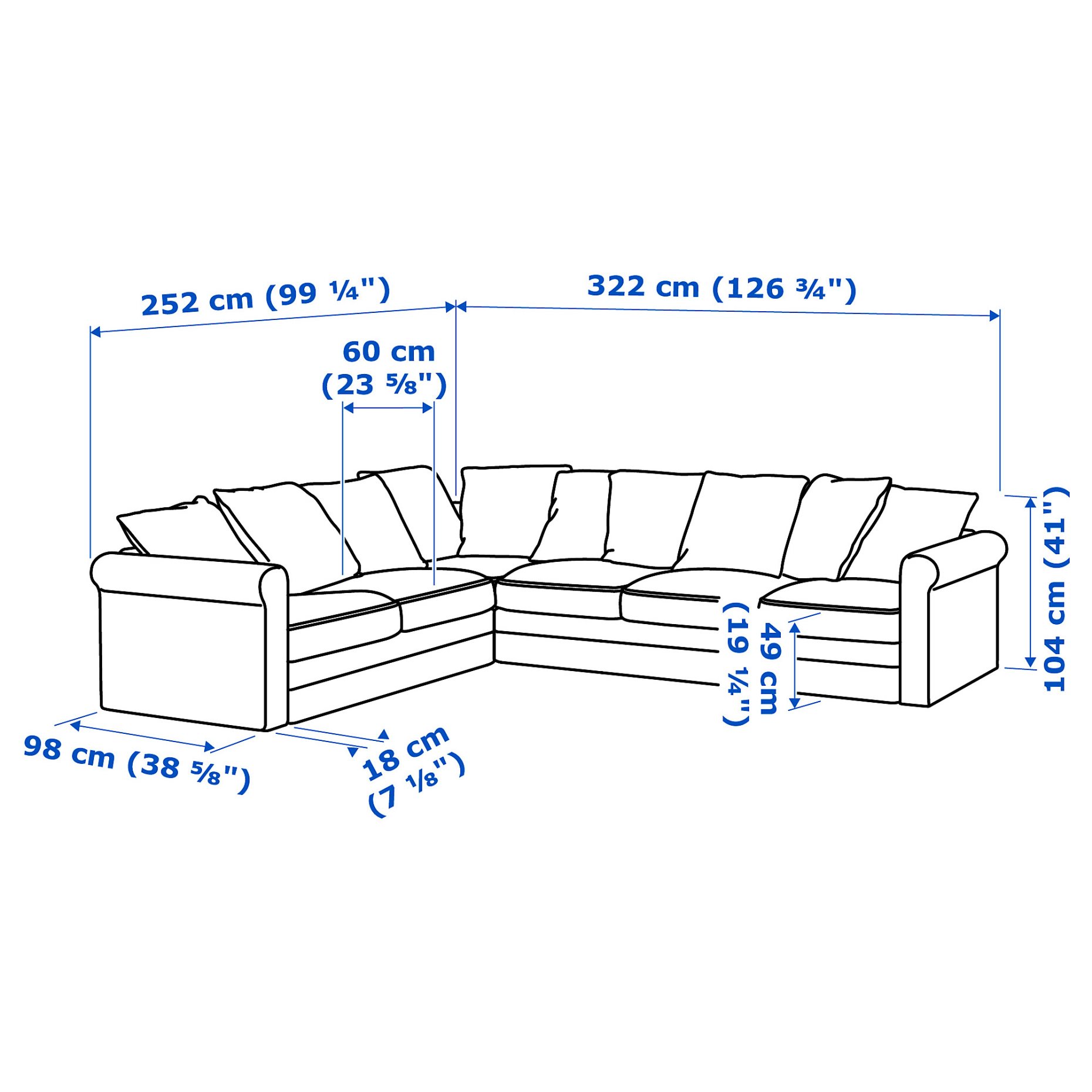 GRÖNLID, γωνιακός καναπές, 5 θέσεων, 594.069.51