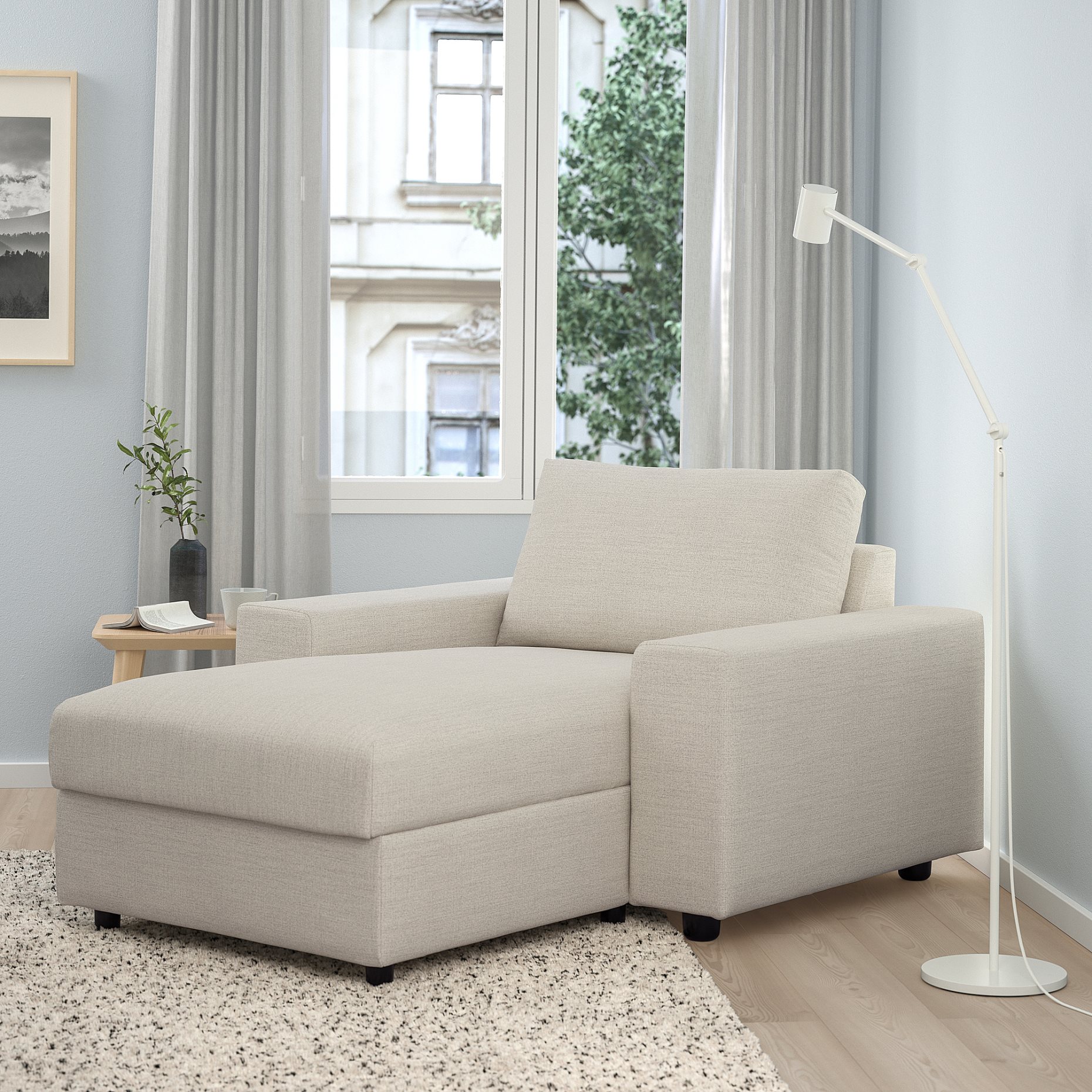 VIMLE, chaise longue with wide armrests, 594.091.48