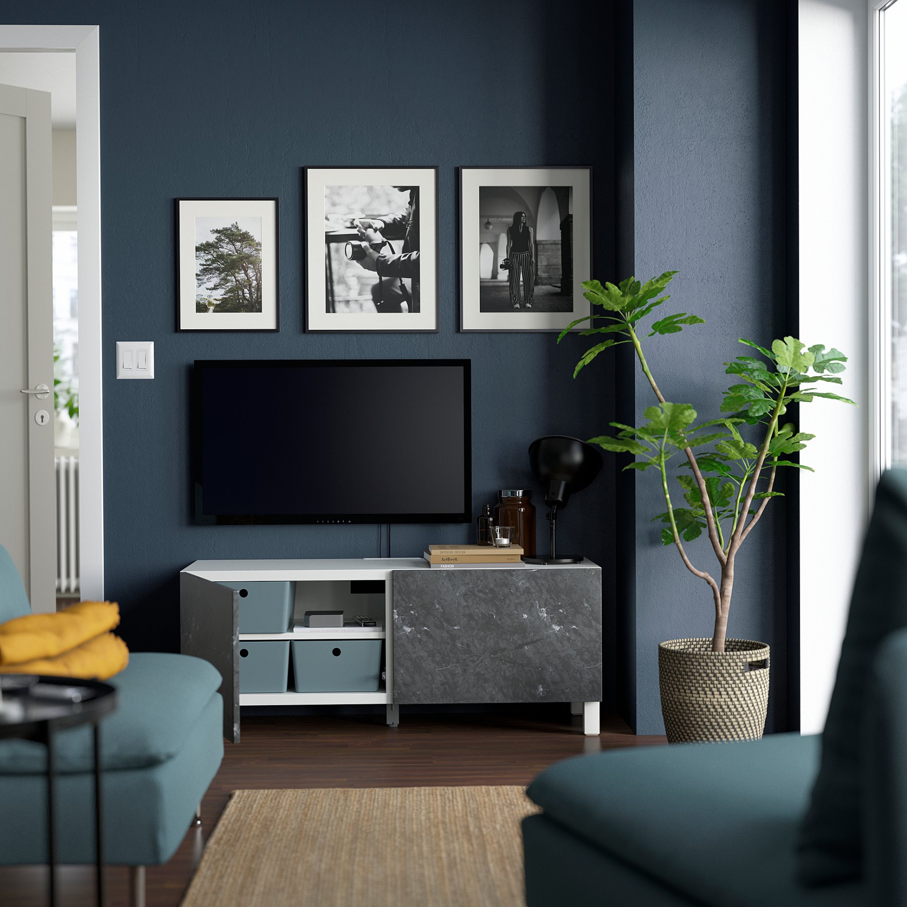 BESTÅ, TV bench with doors, 120x42x48 cm, 594.194.49