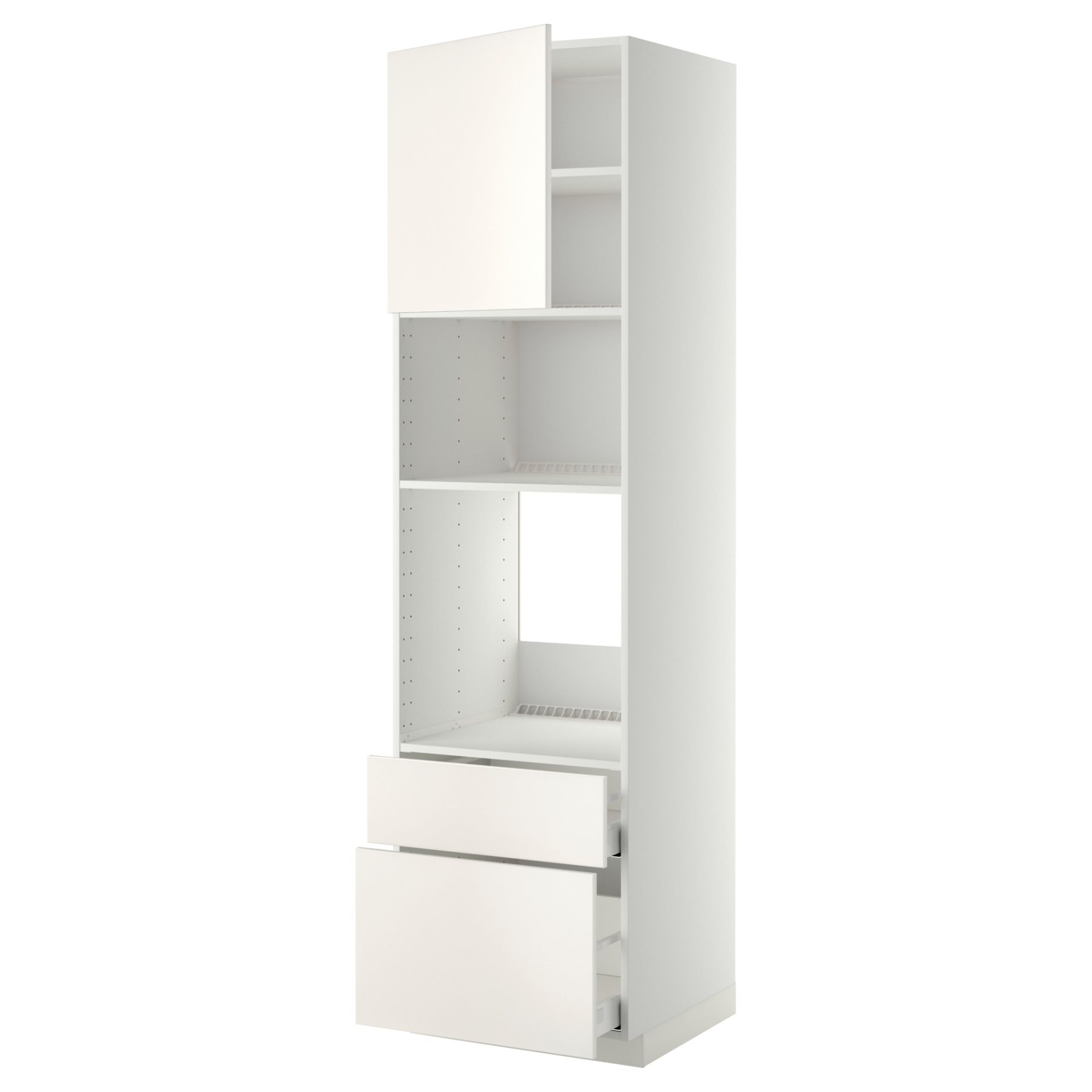 METOD, high cabinet for oven/microwave with door/2 drawers, 60x60x220 cm, 594.554.04